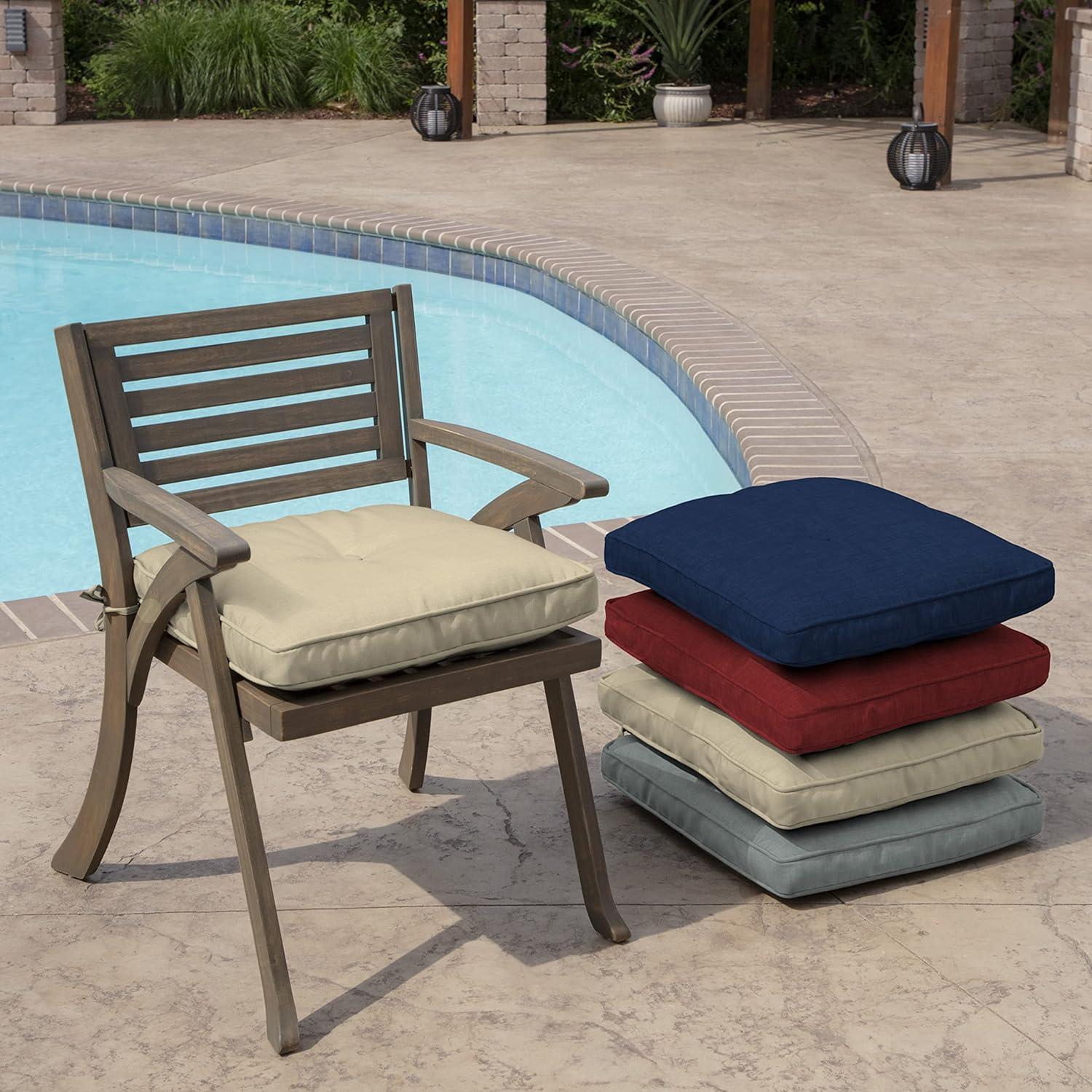 Tan Polyester Outdoor Dining Chair Cushion with Polyfiber Fill