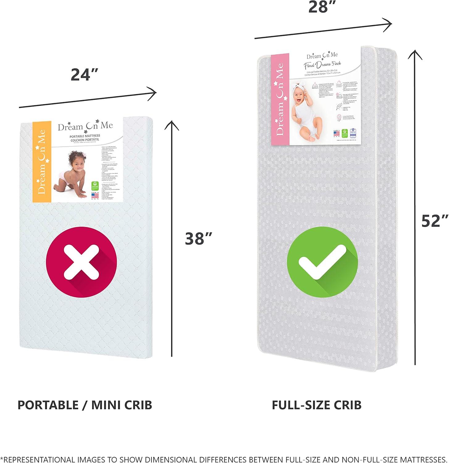 Dream On Me Honeycomb Orthopedic Firm Fiber Standard Crib Mattress Greenguard Gold and JPMA Certified
