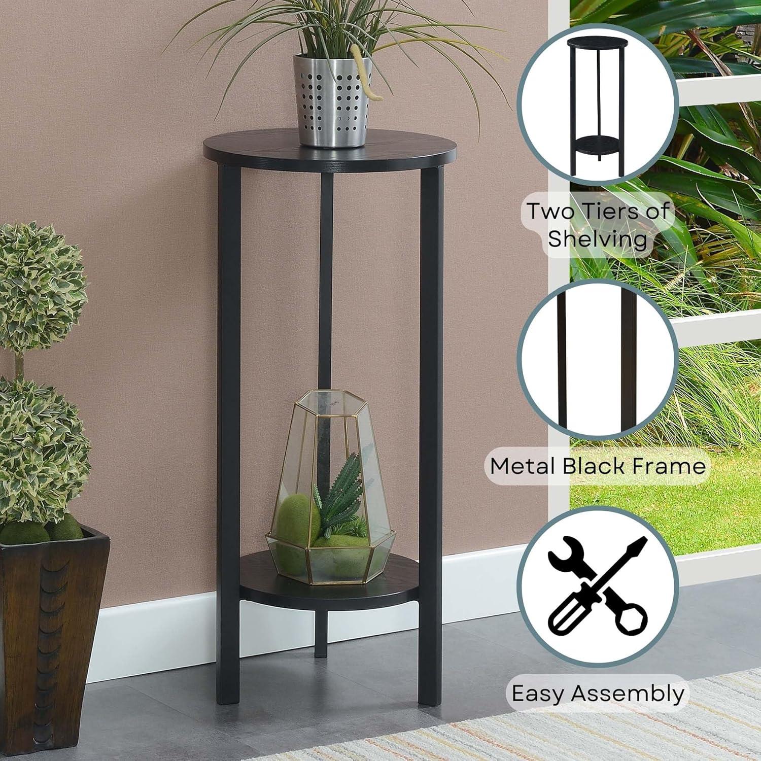 Convenience Concepts Graystone 31-inch 2 Tier Plant Stand, Black/Black