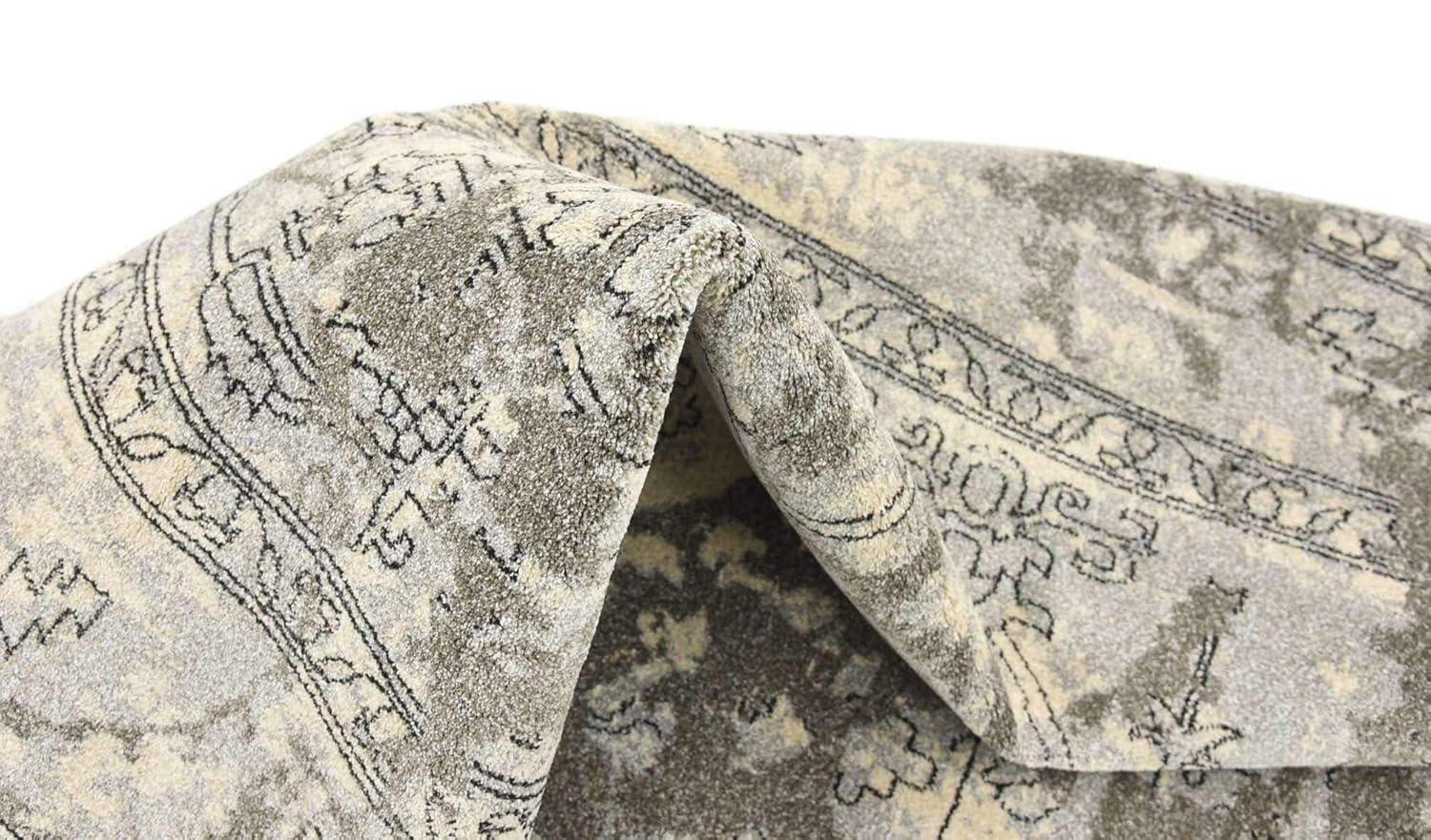 Unique Loom La Jolla Collection Contemporary, Abstract, Vintage, Border Area Rug, 8 ft x 8 ft, Gray/Silver