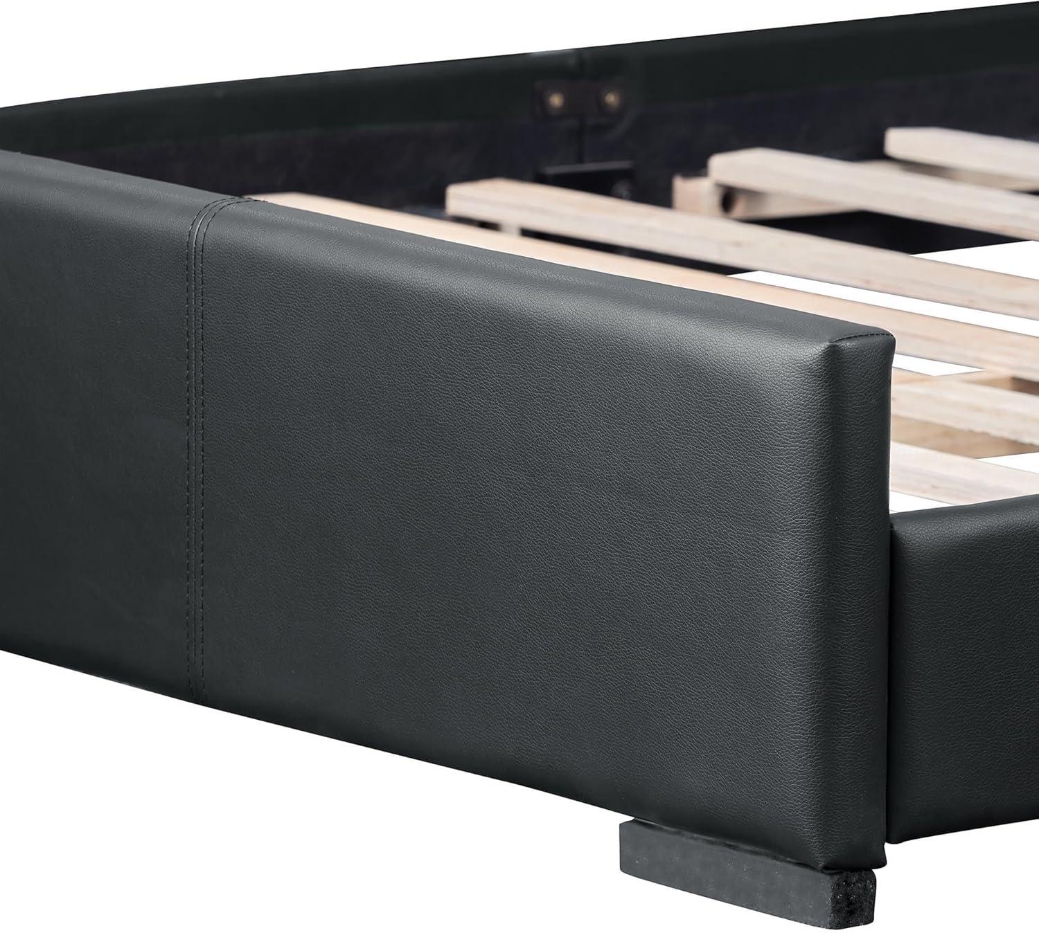 Camden Isle Abbey Platform Bed | Upholstered | Low Profile | Queen, Black