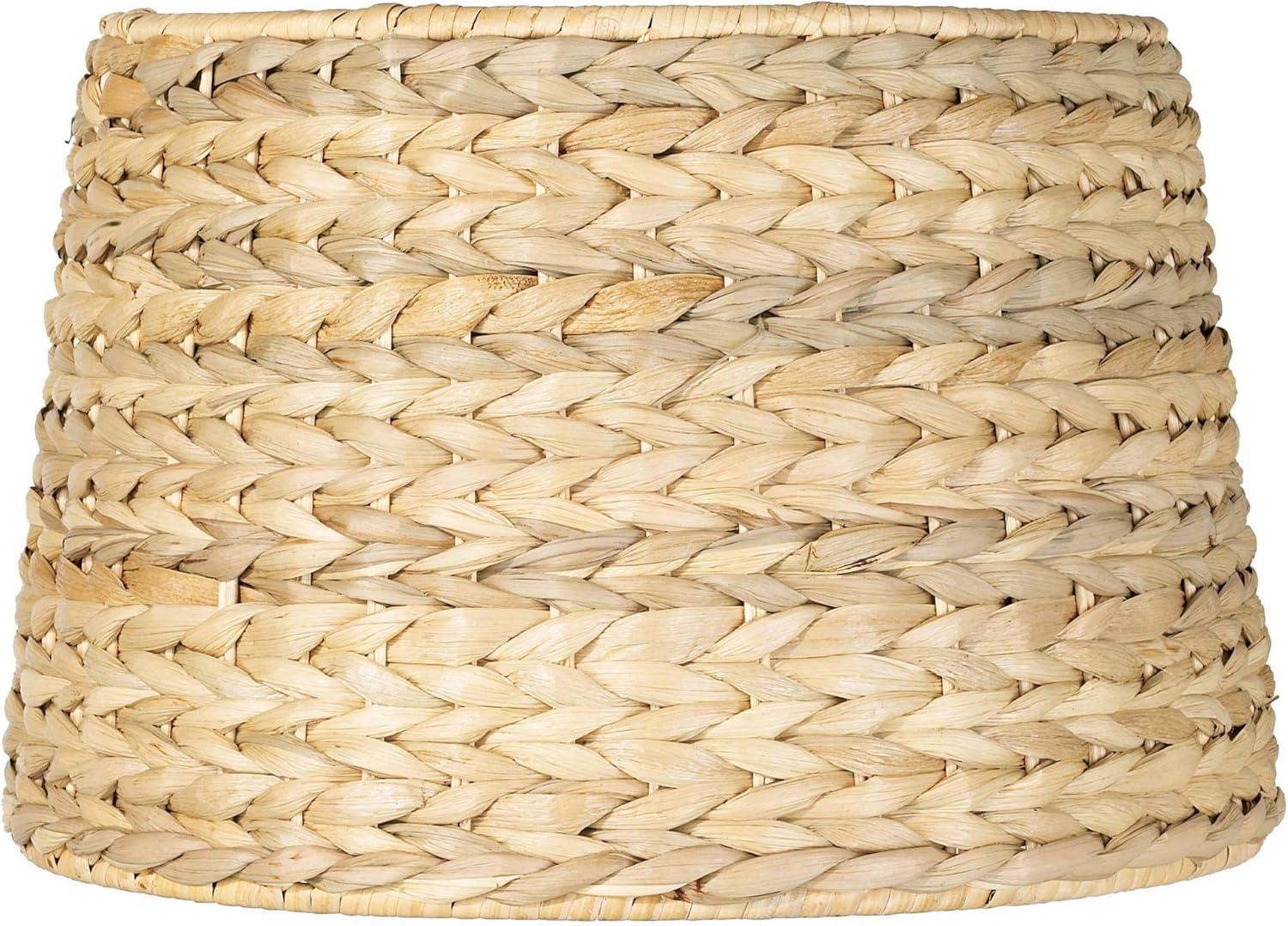Springcrest Woven Seagrass Small Drum Lamp Shade 10" Top x 12" Bottom x 8.25" Slant x 8" High (Spider) Replacement with Harp and Finial