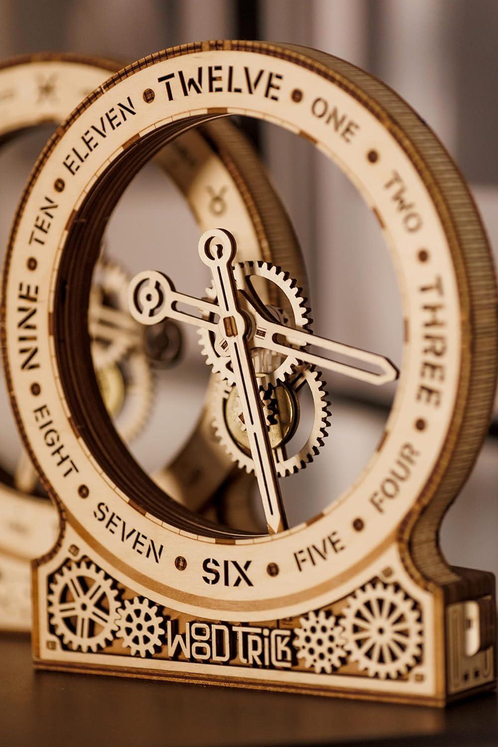 Wood Trick Modern Kinetic Clock 3D Wooden Puzzles for Adults and Kids to Build - Magic Mechanism Aesthetic Design - Model Kits for Adults - Engineering DIY Wooden Models for Adults to Build