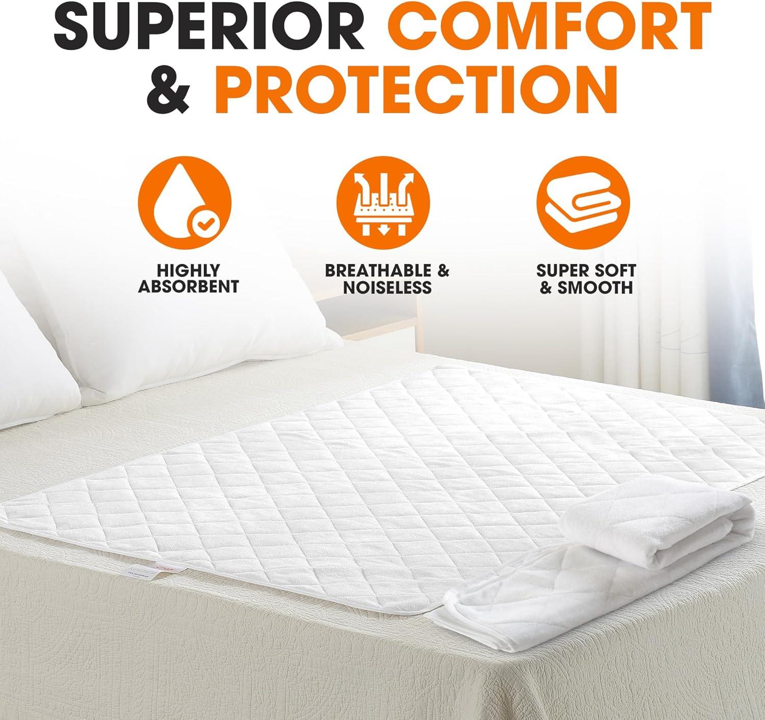 Cheer Collection Set of 2 Terry Rayon from Bamboo Large Waterproof Mattress Protector (34" x 52")