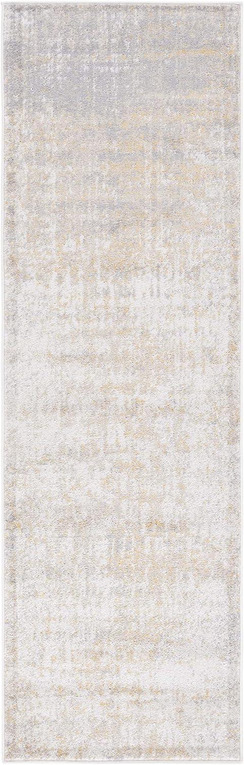 Chic Cream and Gold Synthetic 2'1" x 6' Runner Rug