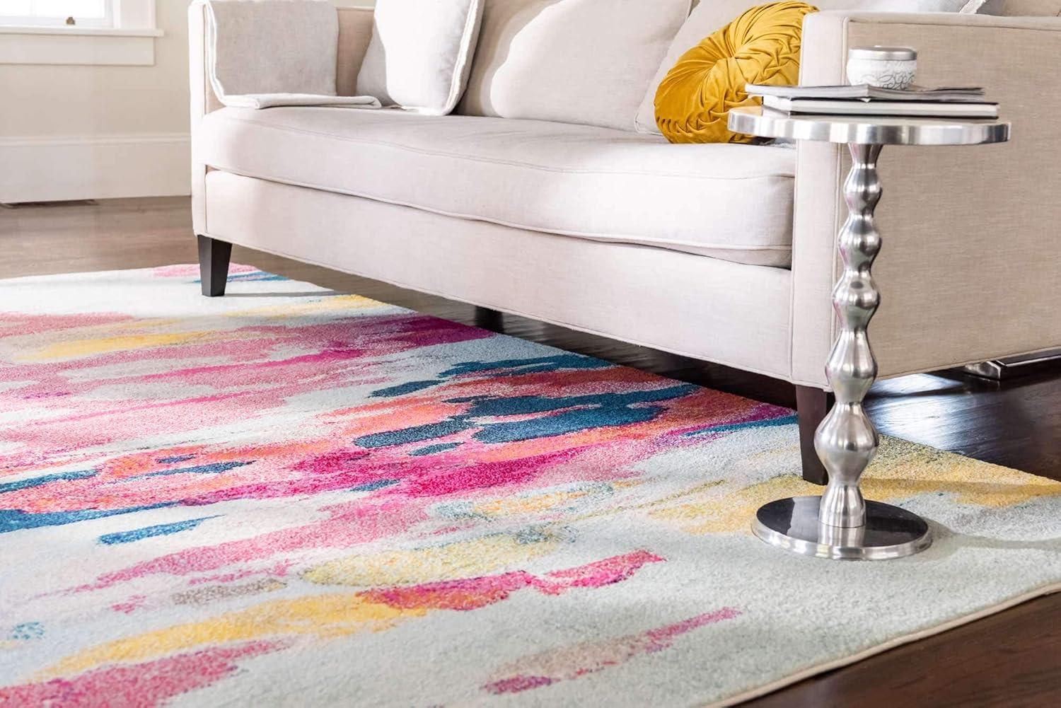 Unique Loom Estrella Collection Area Rug - Laurnell (5' 1" x 8' Rectangle Pink/Orange)