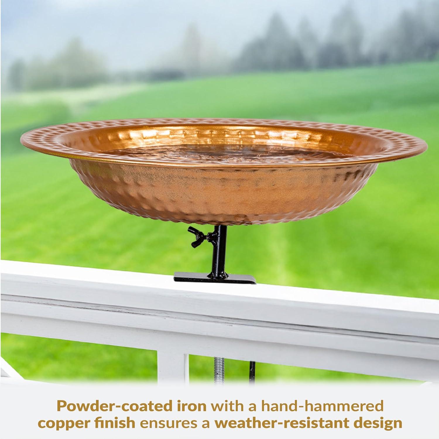 Sunnydaze Outdoor Deck-Mounted Bird Bath or Bird Feeder with Copper Finish - 12"