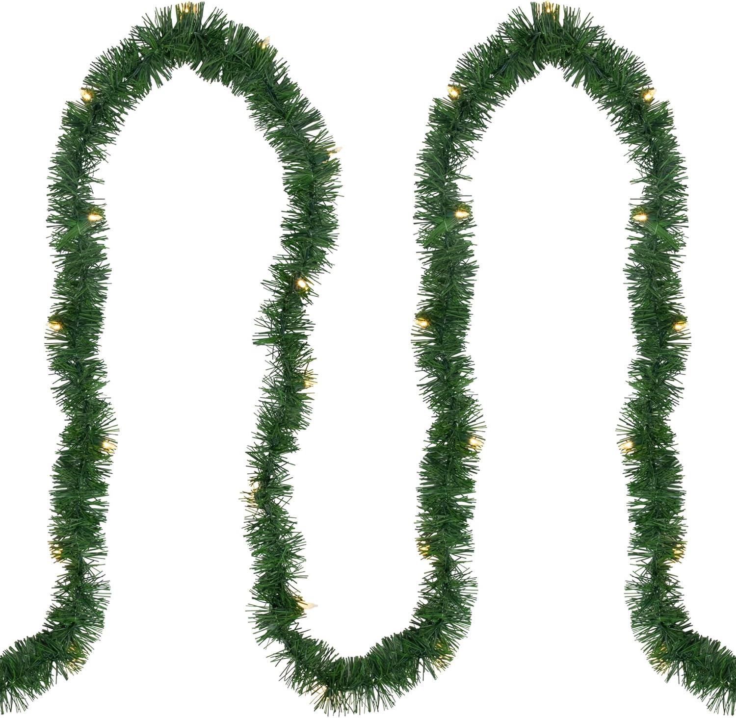 Northlight 18' x 3" Pre-Lit Pine Artificial Christmas Garland, Warm White LED Lights