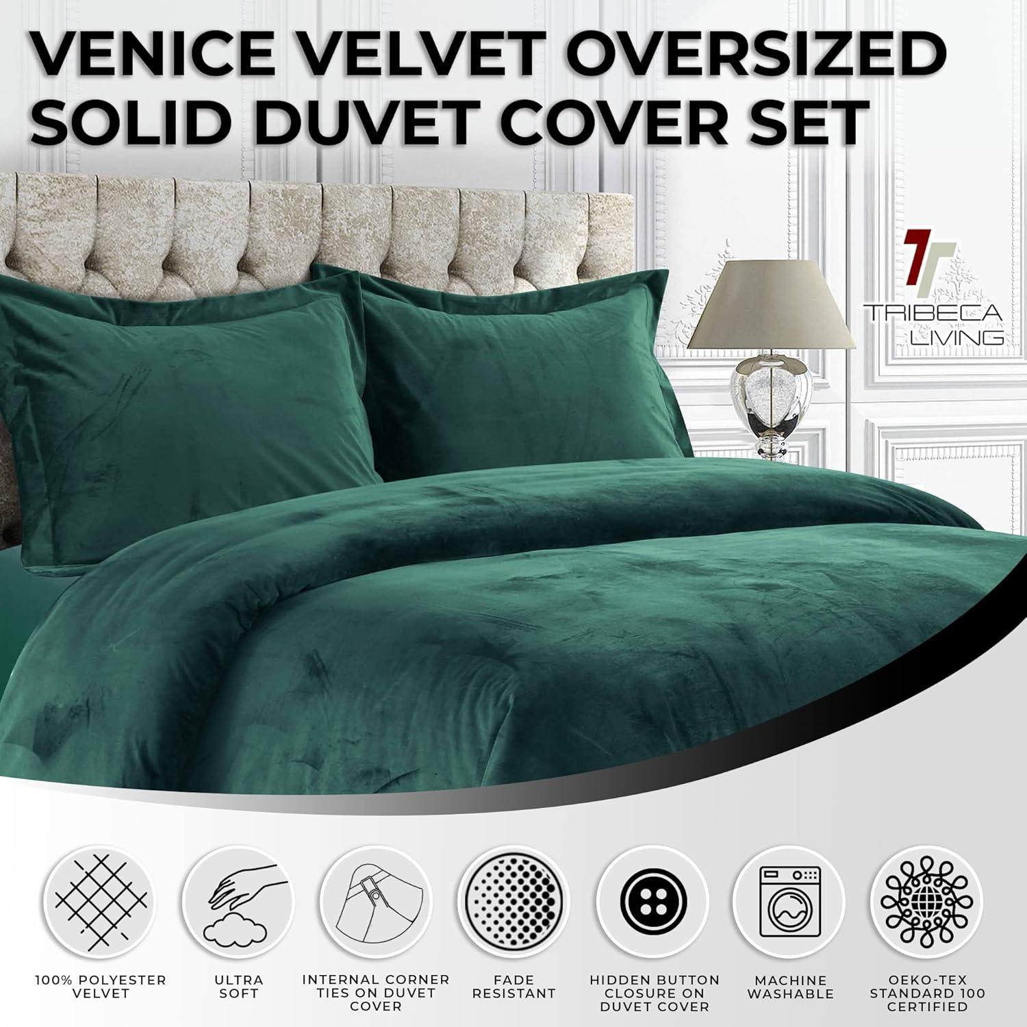 3pc King Venice Velvet Oversized Solid Duet Set Teal - Tribeca Living