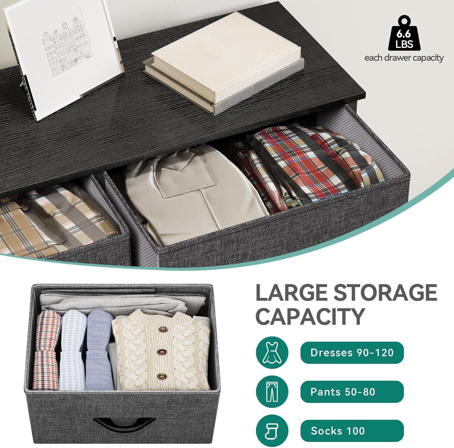 DWVO Dresser for Bedroom, Fabric Dresser with 8 Drawers, Tall Dresser, Chest of Drawers for Closet, Living Room