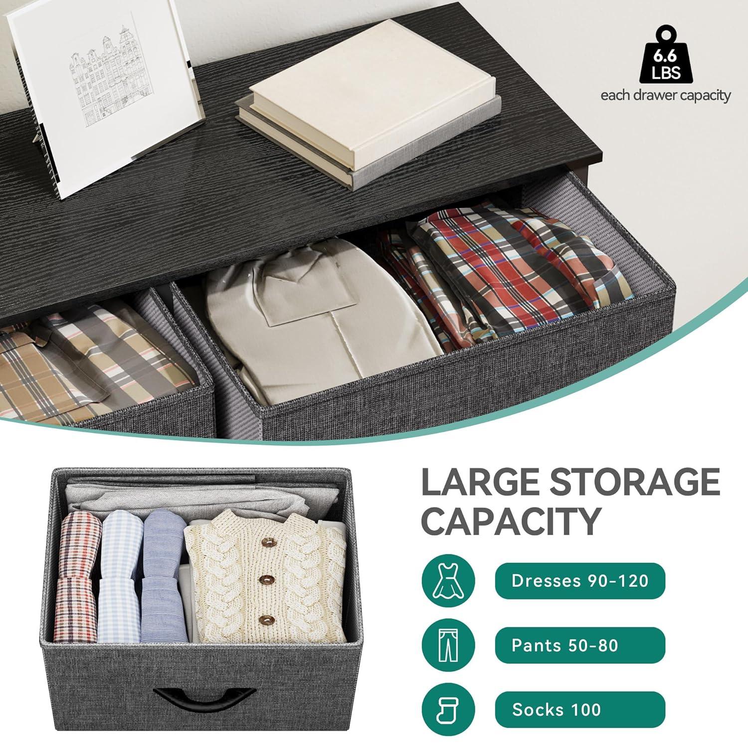 DWVO Dresser for Bedroom, Fabric Dresser with 8 Drawers, Tall Dresser, Chest of Drawers for Closet, Living Room