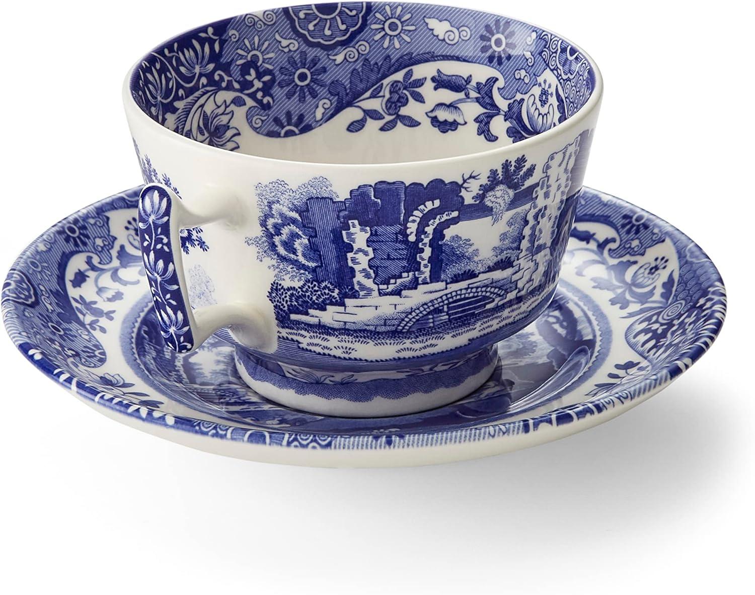 Spode Blue Italian Teacup & Saucer