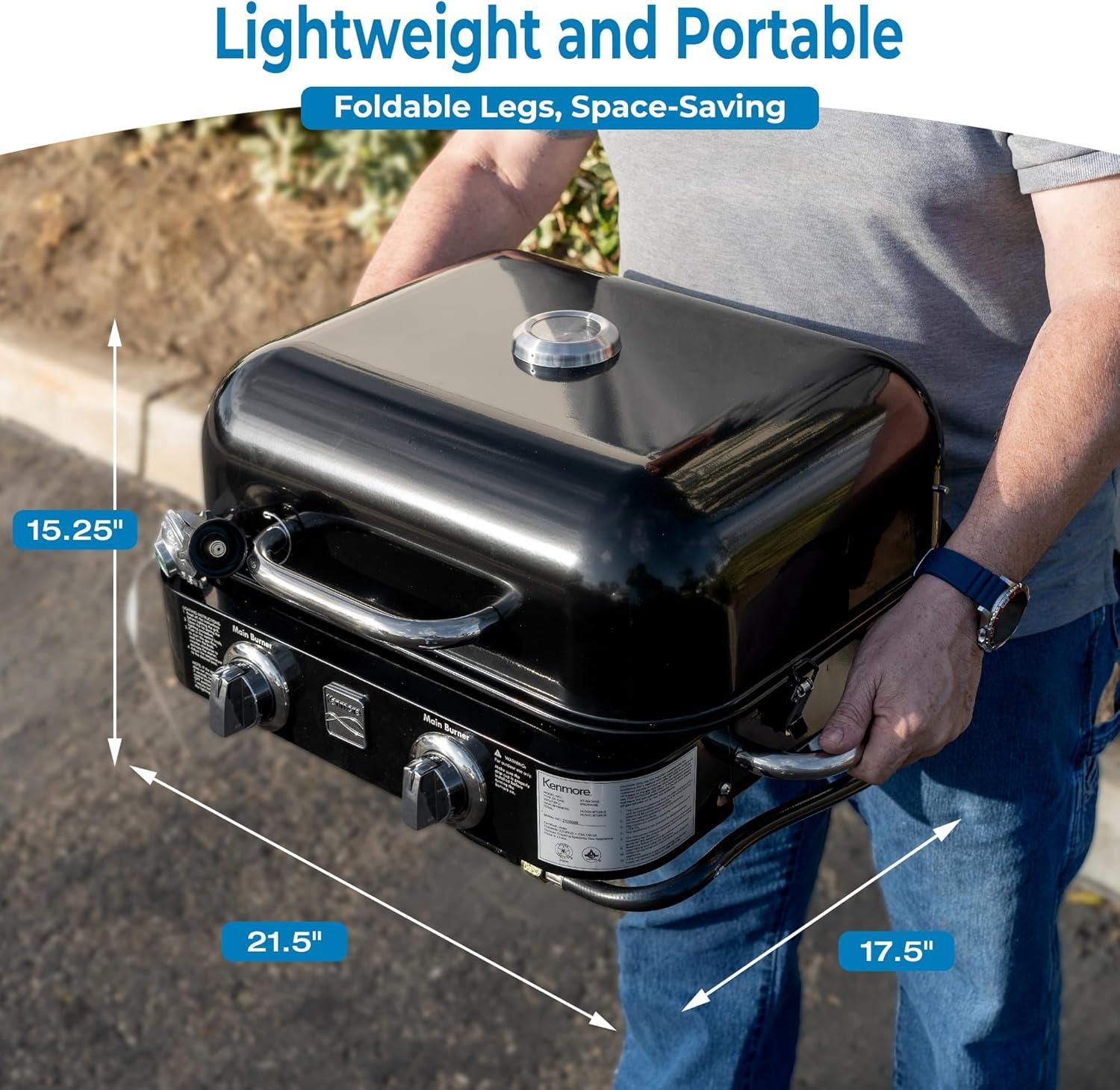 Kenmore 2-Burner Portable Tabletop Retro Gas Grill