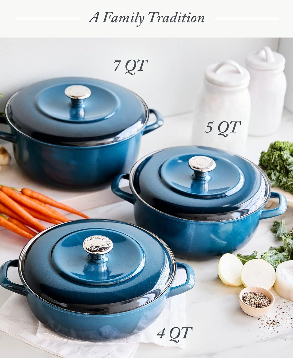 Merten And Storck 7 Quarts Non-Stick Enameled Cast Iron Round Dutch Oven