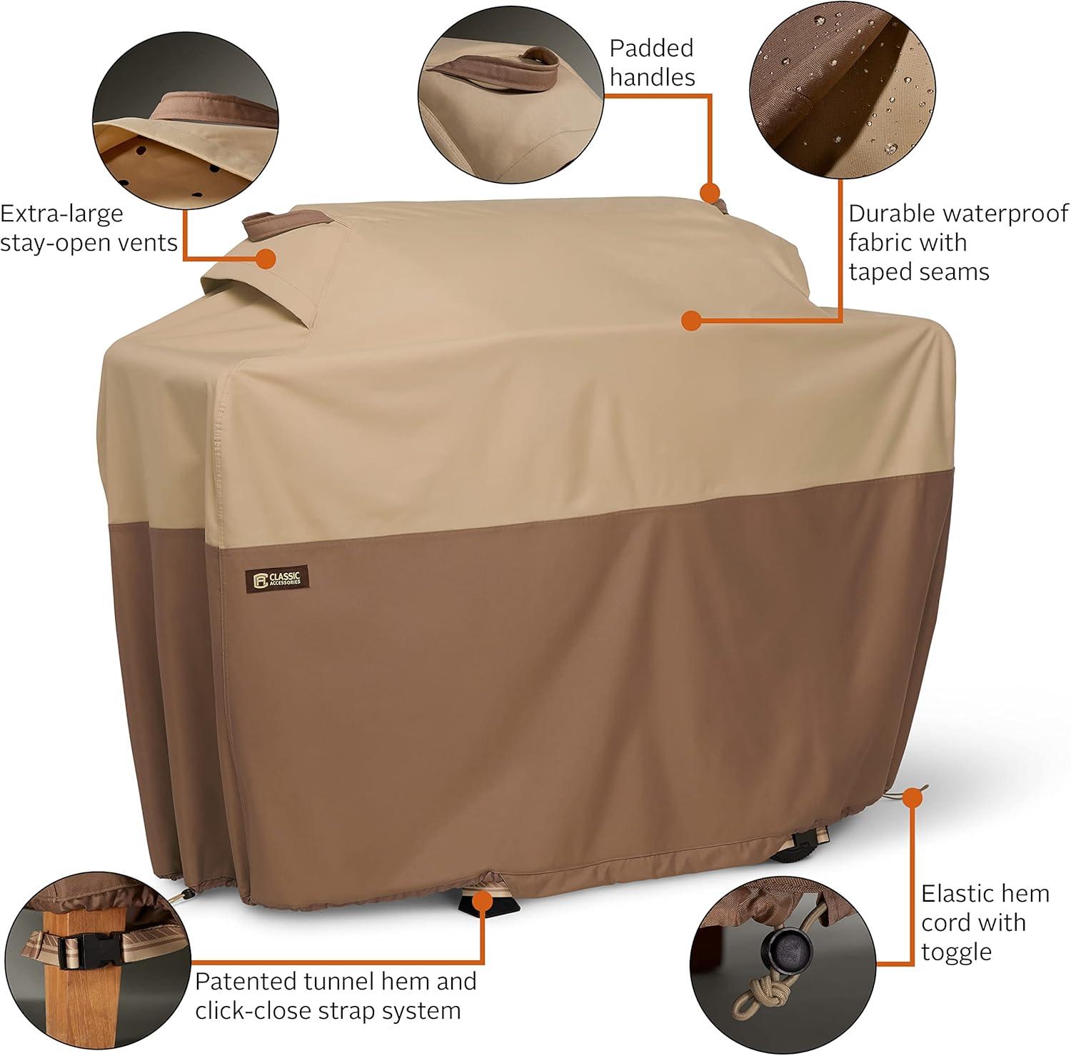 Earth-Toned Waterproof PVC Gas Grill Cover, 72 x 32 x 51 Inch