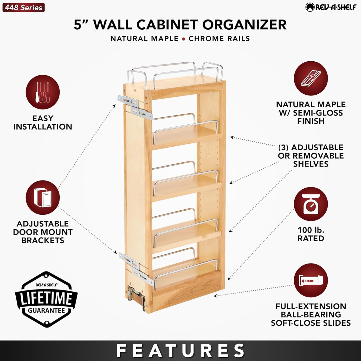 Rev-A-Shelf Rev-A-Shelf Pullout Wall Kitchen Cabinet Organizer Storage Rack