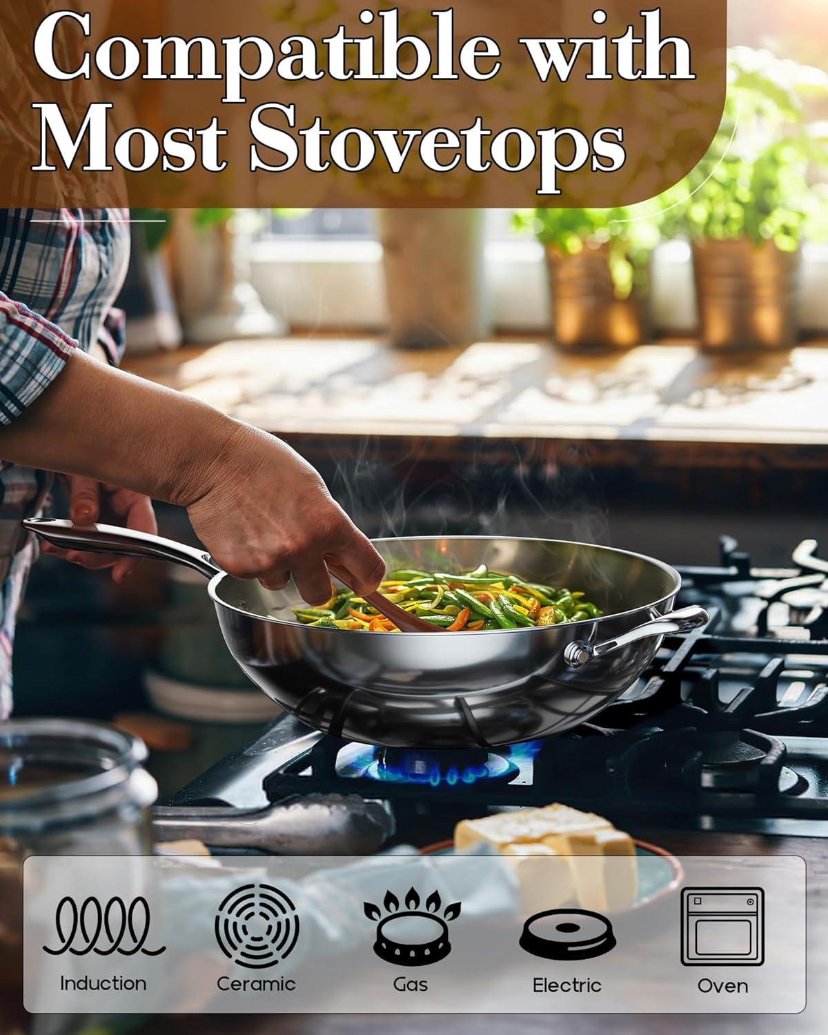 3 Quarts Stainless Steel Saute Pan with Lid