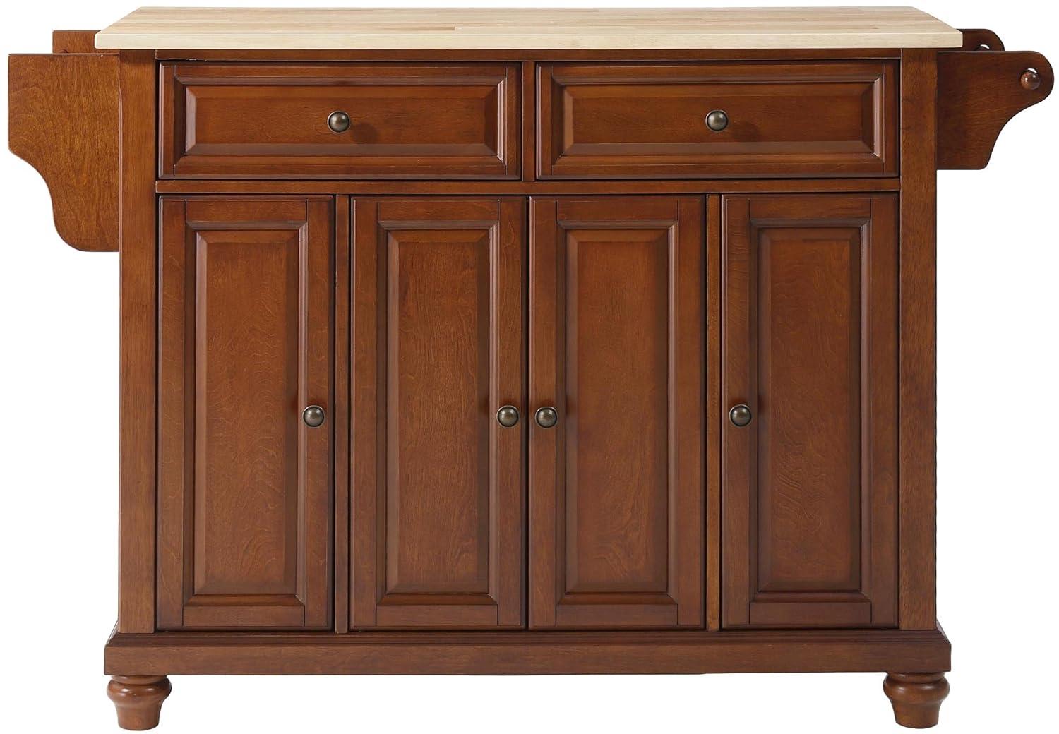 Crosley Furniture Cambridge Natural Wood Top Kitchen Island in Cherry