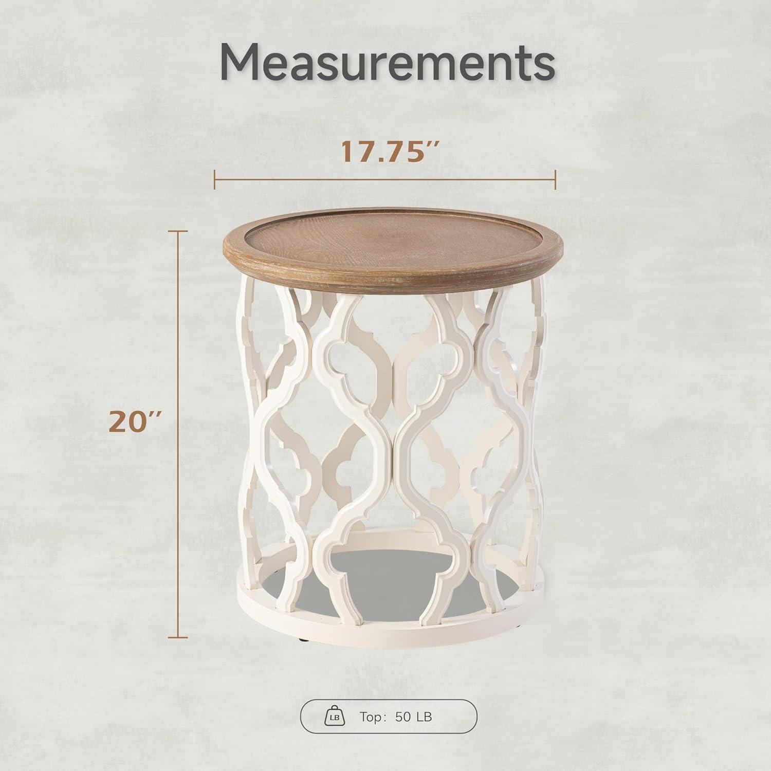 Round Natural Wood Coffee Table with Curved Motif Frame