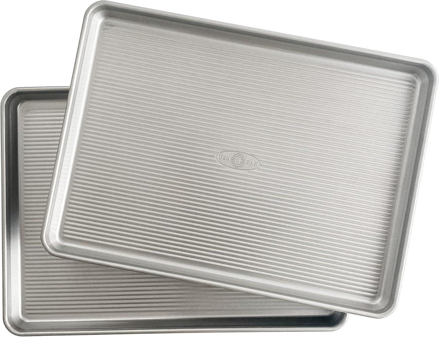 USA Nonstick Aluminum Half Sheet Pan Set, 17.75 x 12.75 inches