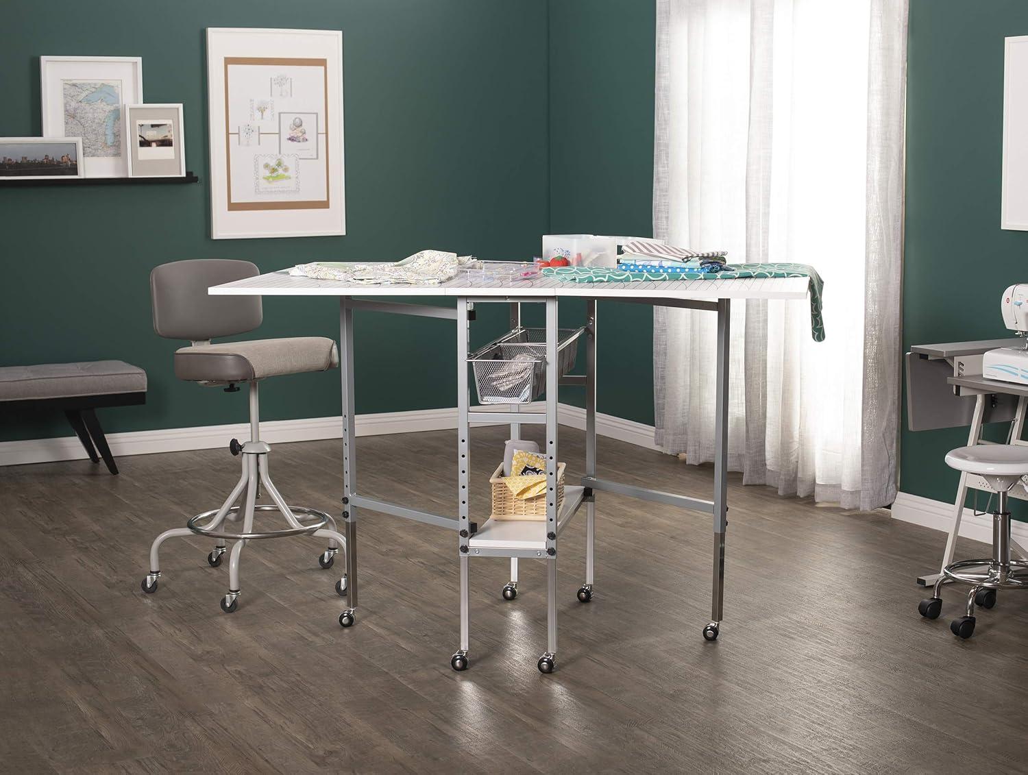 58.5'' x 36.75'' Foldable Sewing Table with Wheels