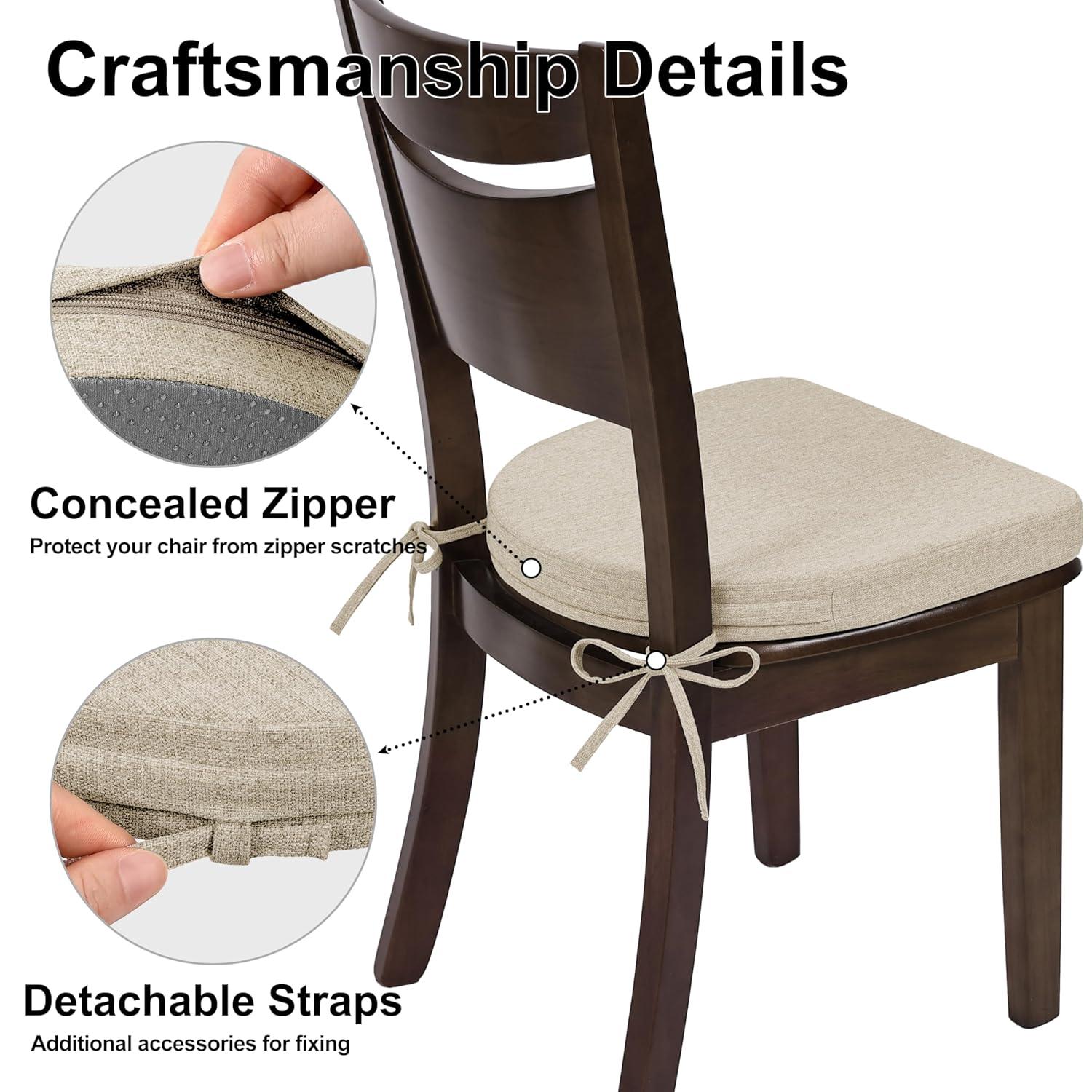 Chair Cushions for Kitchen Chairs Set of 4 Dining Chair Pads, Universal Non-Slip Dining Chair Cushions with Ties for Office Use