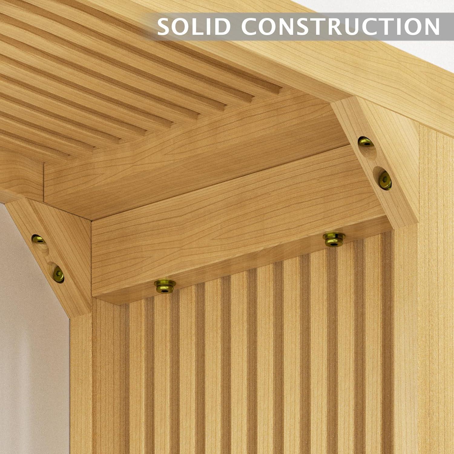 35" Solid Wood Bench, Nature Entryway Bench with Storage for Entryway, Living Room, Kitchen