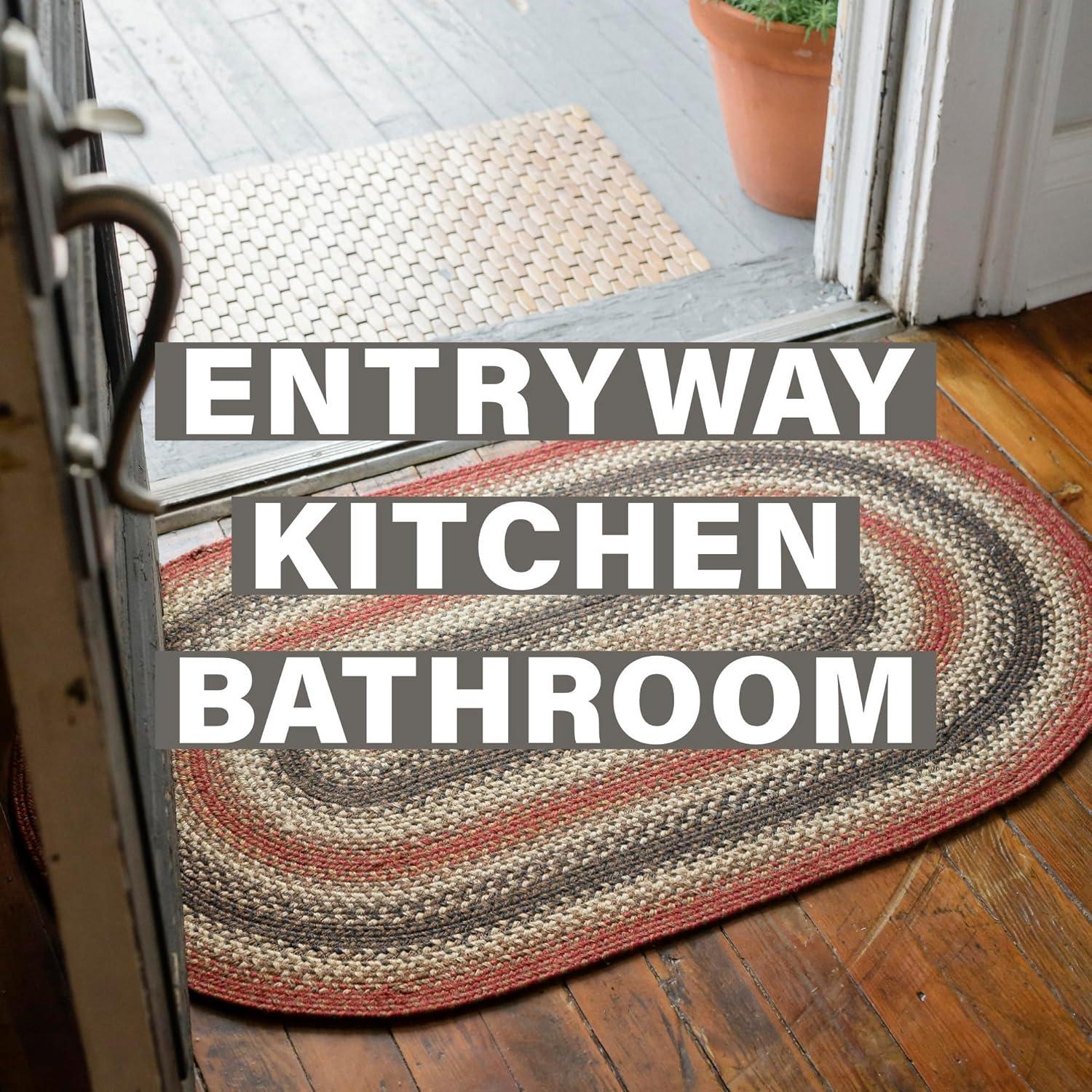 Homespice Chester Oval Braided Rug, Enhance Your Home with Our 20x30 Small Accent Rug Kitchen, Bathroom, Entrway