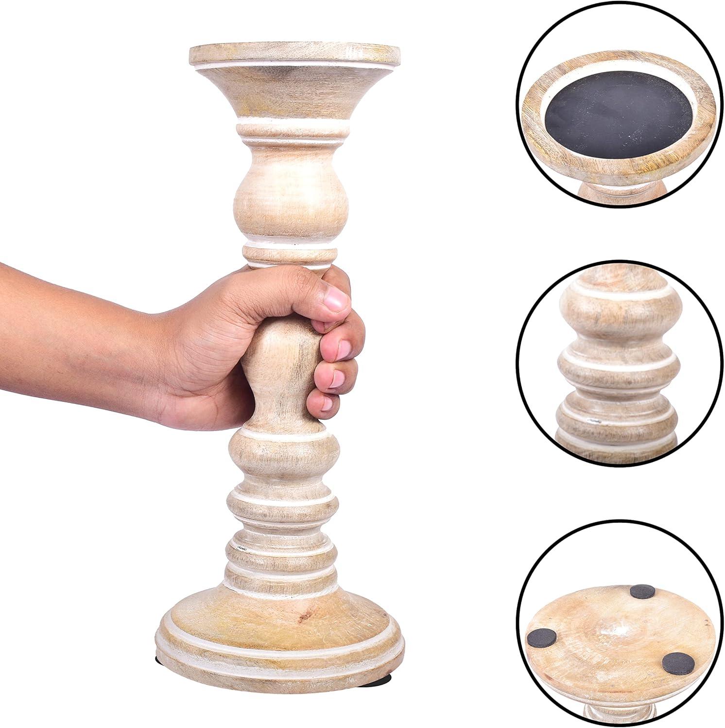 Mela Artisans Set of 3 Wood Candle Holders