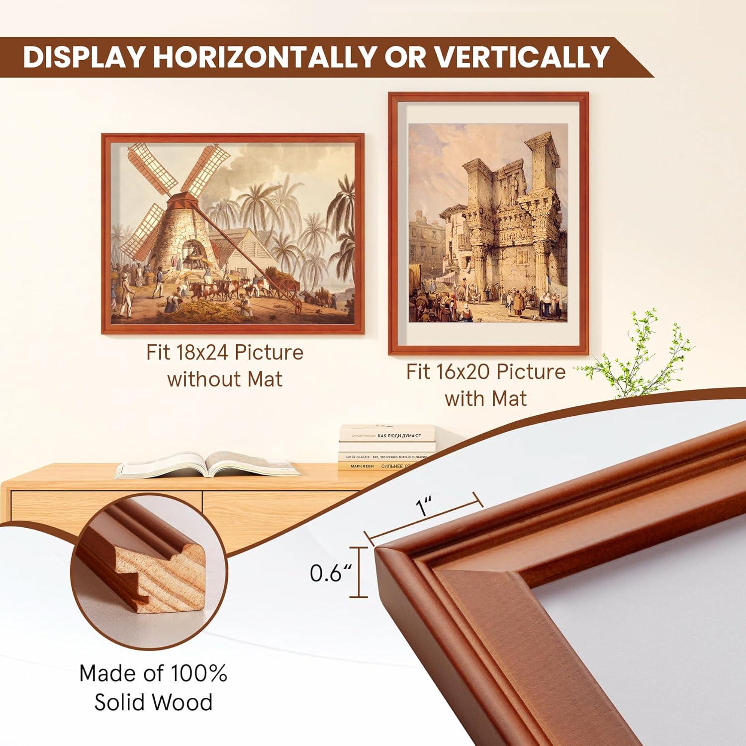 18x24 Frame White Wheat Solid Wood Picture Frame | Moulding Width 0.75 Inches | Interior Depth 0.5