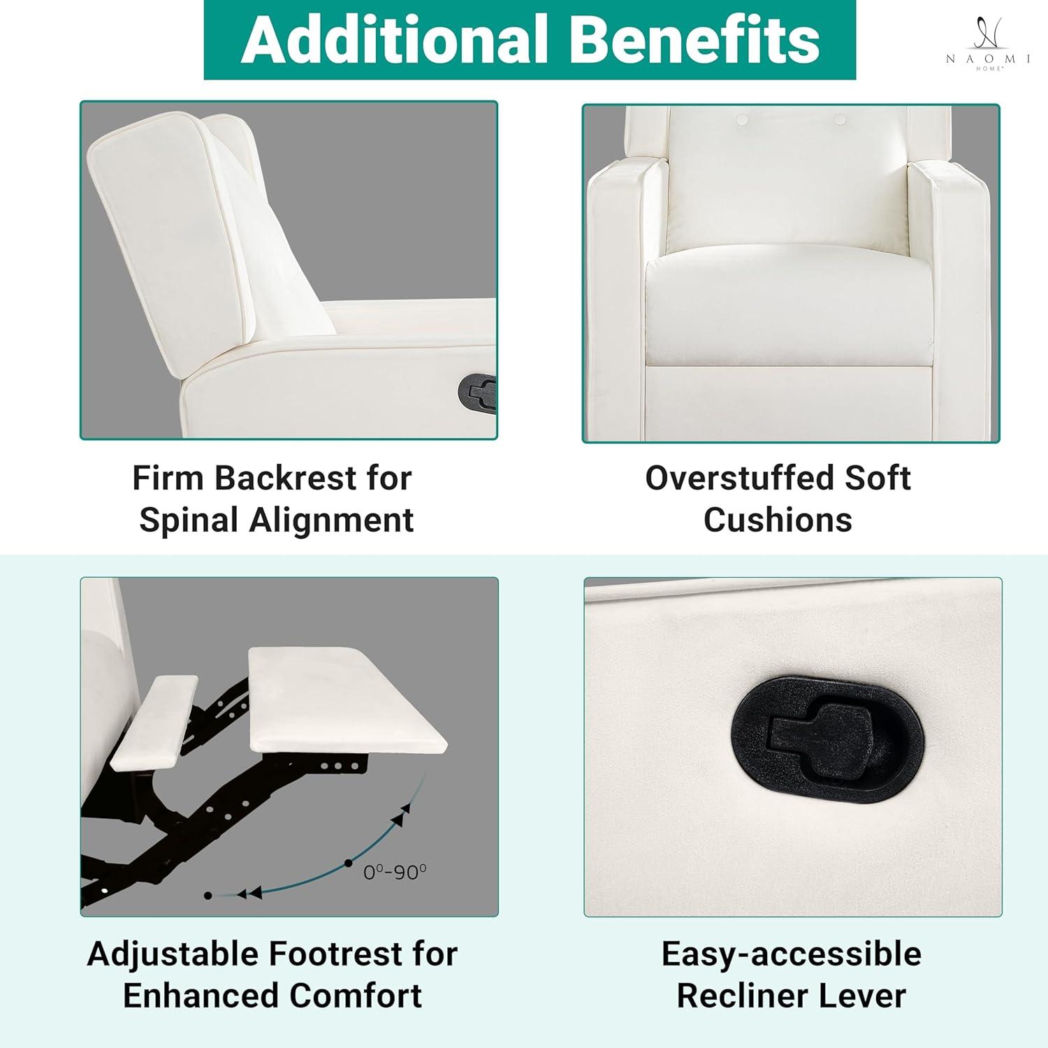 Odelia 360 Swivel Glider Rocker Recliner, Tufted Nursery Chair with Manual Puller, Plush Cushioning, Soothing Rocking Motion with Microfiber Fabric for Living Room, Bedroom, Apartment Cream
