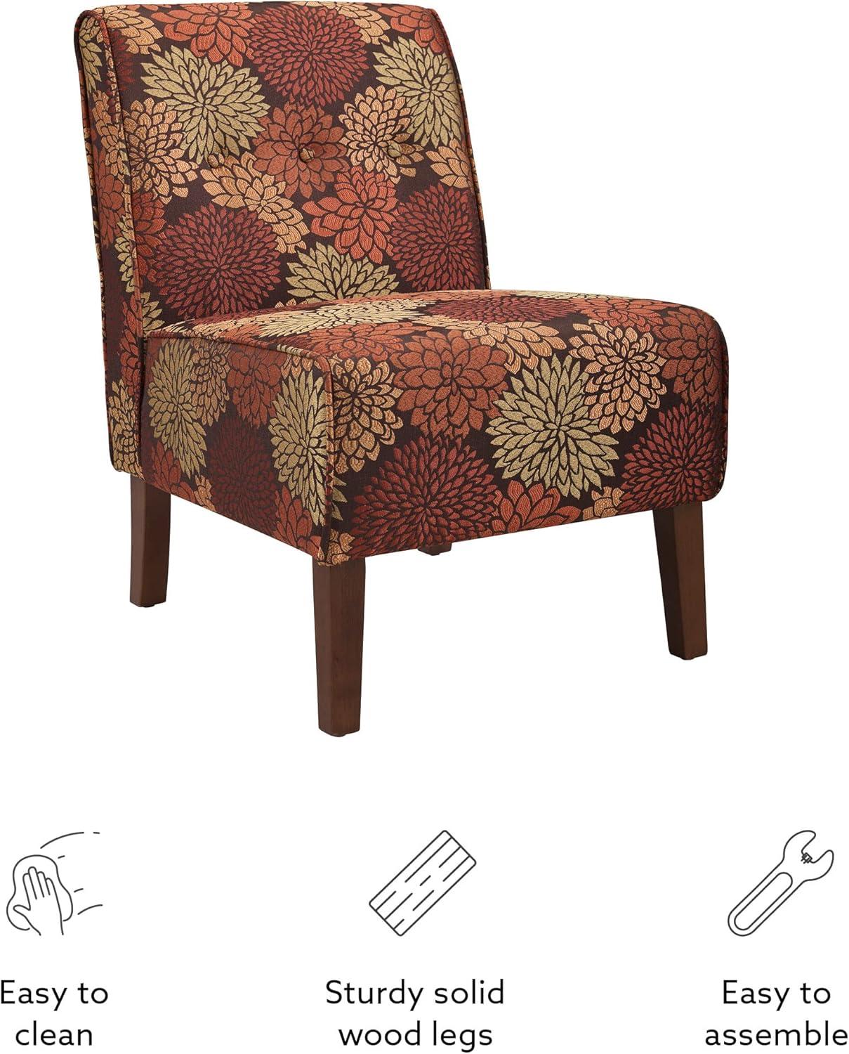 Harvest Floral Wood Slipper Accent Chair