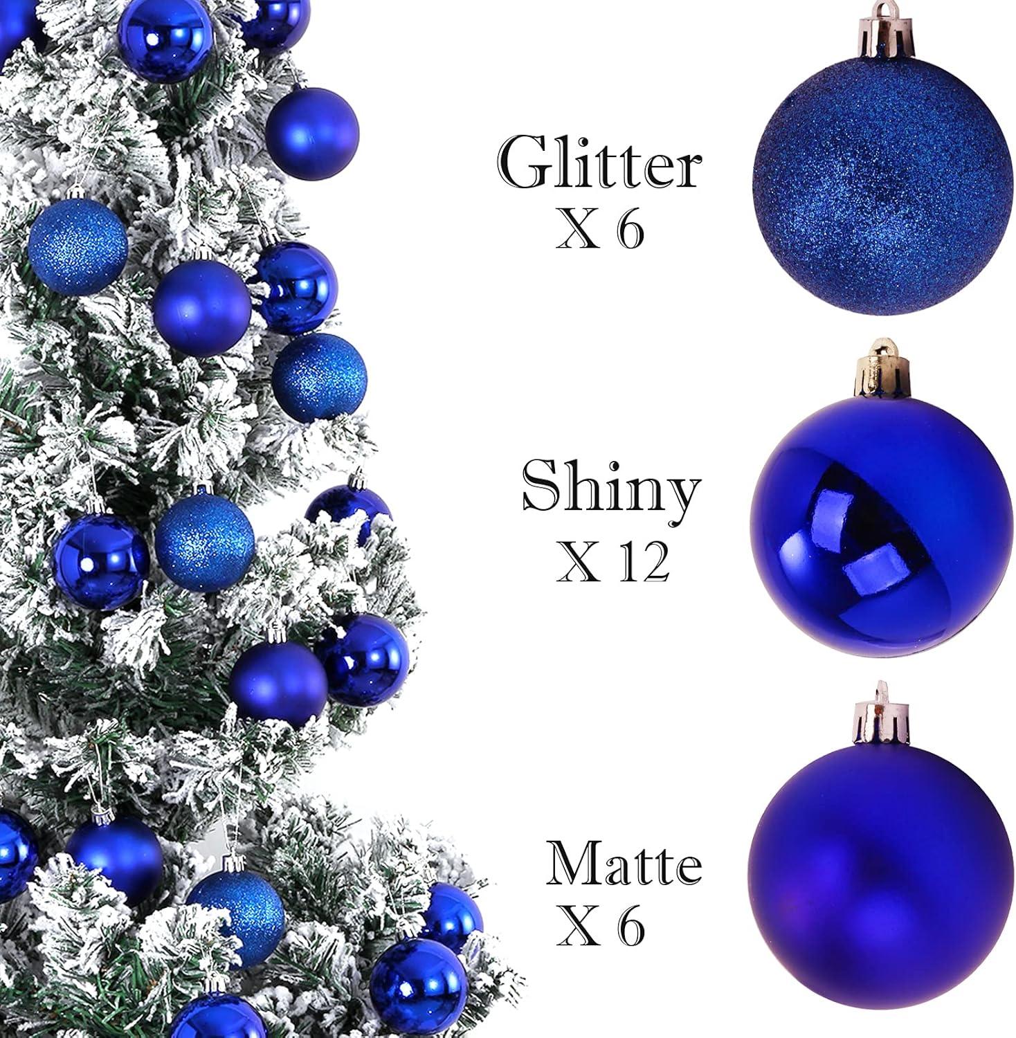 24Pcs Christmas Balls Ornaments for Xmas Christmas Tree - Shatterproof Christmas Tree Decorations Hanging Ball for Holiday Weddi