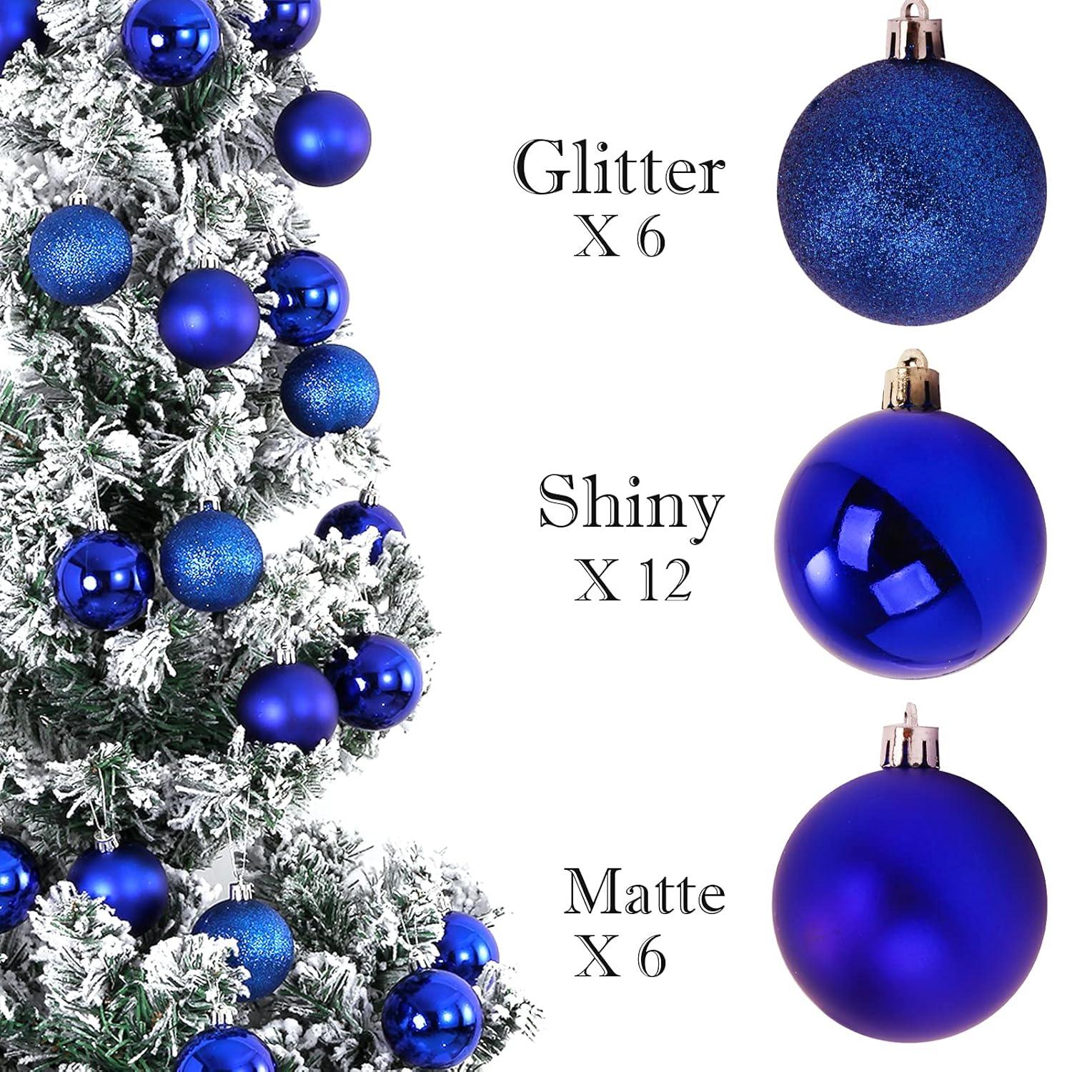 Emopeak 24Pcs Christmas Balls Ornaments for Xmas Christmas Tree - Mini Shatterproof Christmas Tree Decorations Hanging Ball for Holiday Wedding Party Decoration, Royal Blue