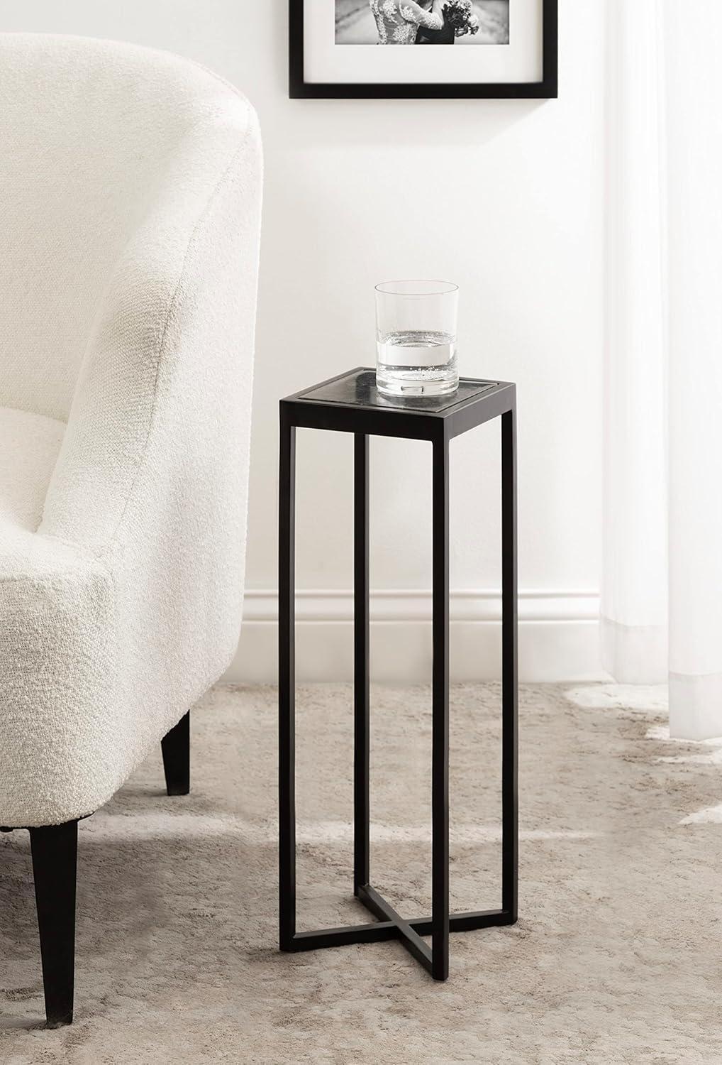 Kate and Laurel Jaspur Square Metal Drink Table, 7x7x21, Black