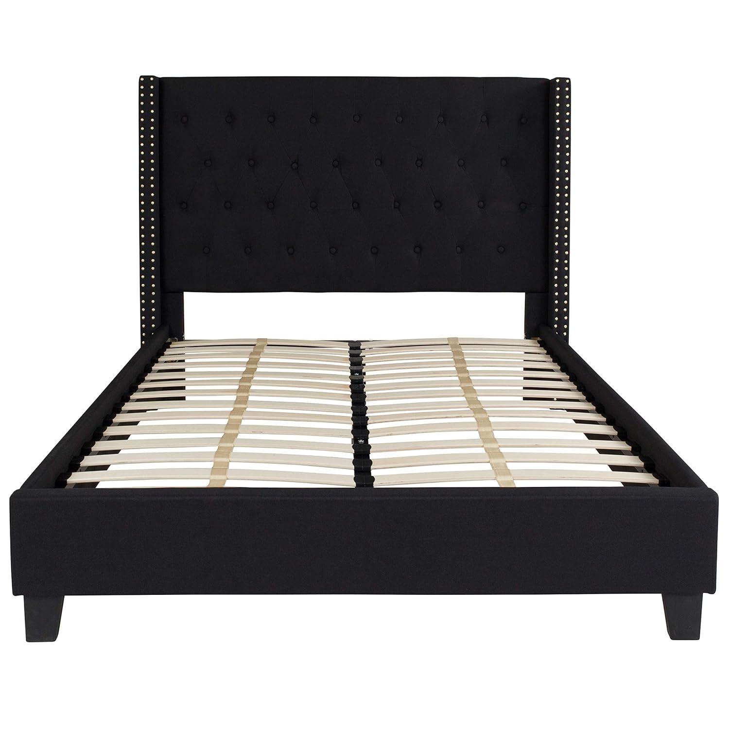 Flash Furniture Riverdale Full Size Tufted Upholstered Platform Bed in Black Fabric