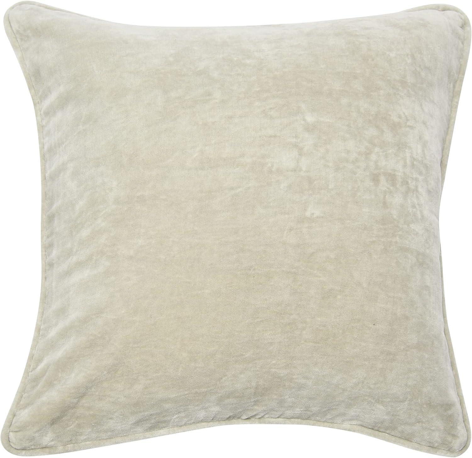 Light Grey Cotton Velvet 20" Square Pillow Cover