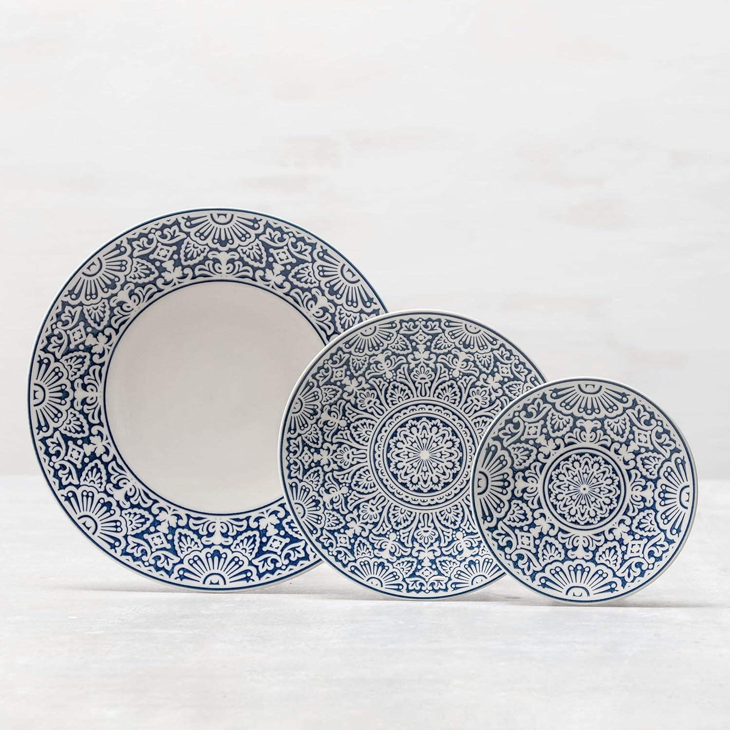 Havana Blue Ceramic Round Bread and Butter Plates, Set of 4