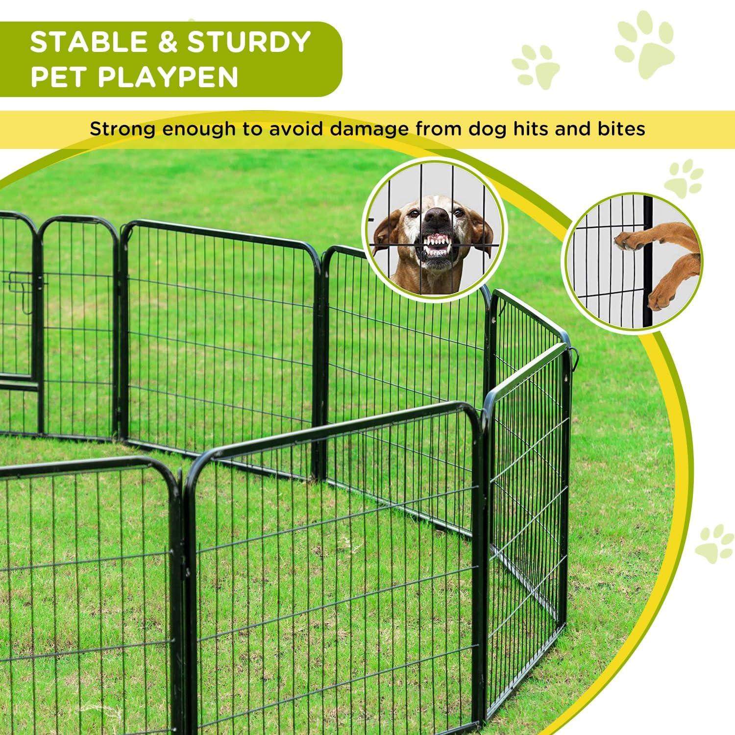 FDW Dog Playpen Indoor 2 Panels Dog Pen For Medium And Large Dogs, Exercise Pen Pet Dog Fence With Doors Pet Puppy Playpen For RV Camping Yard, Black