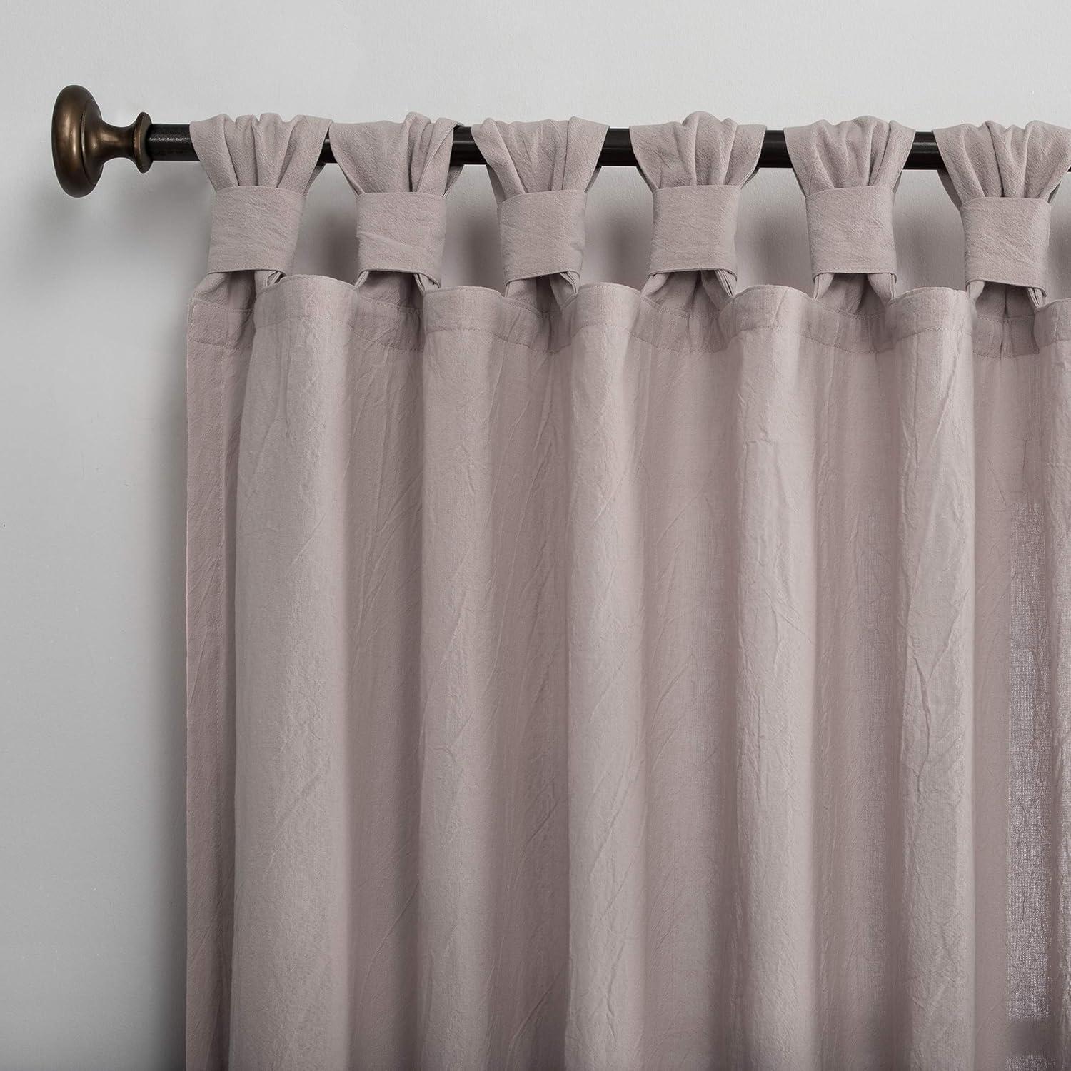 52"X84" Archaeo Light Filtering Outdoor Washed Cotton Twist Tab Curtain Panel Pink: Traditional Window Decor