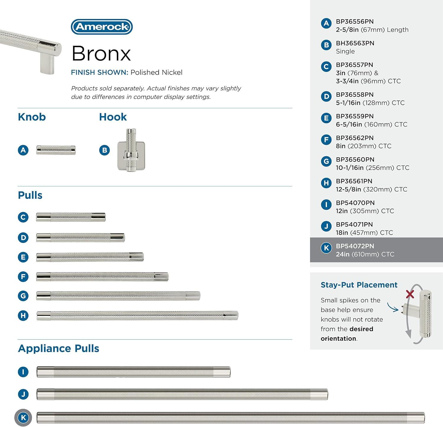 Amerock Bronx 24 inch (610mm) Center-to-Center Polished Nickel Appliance Pull