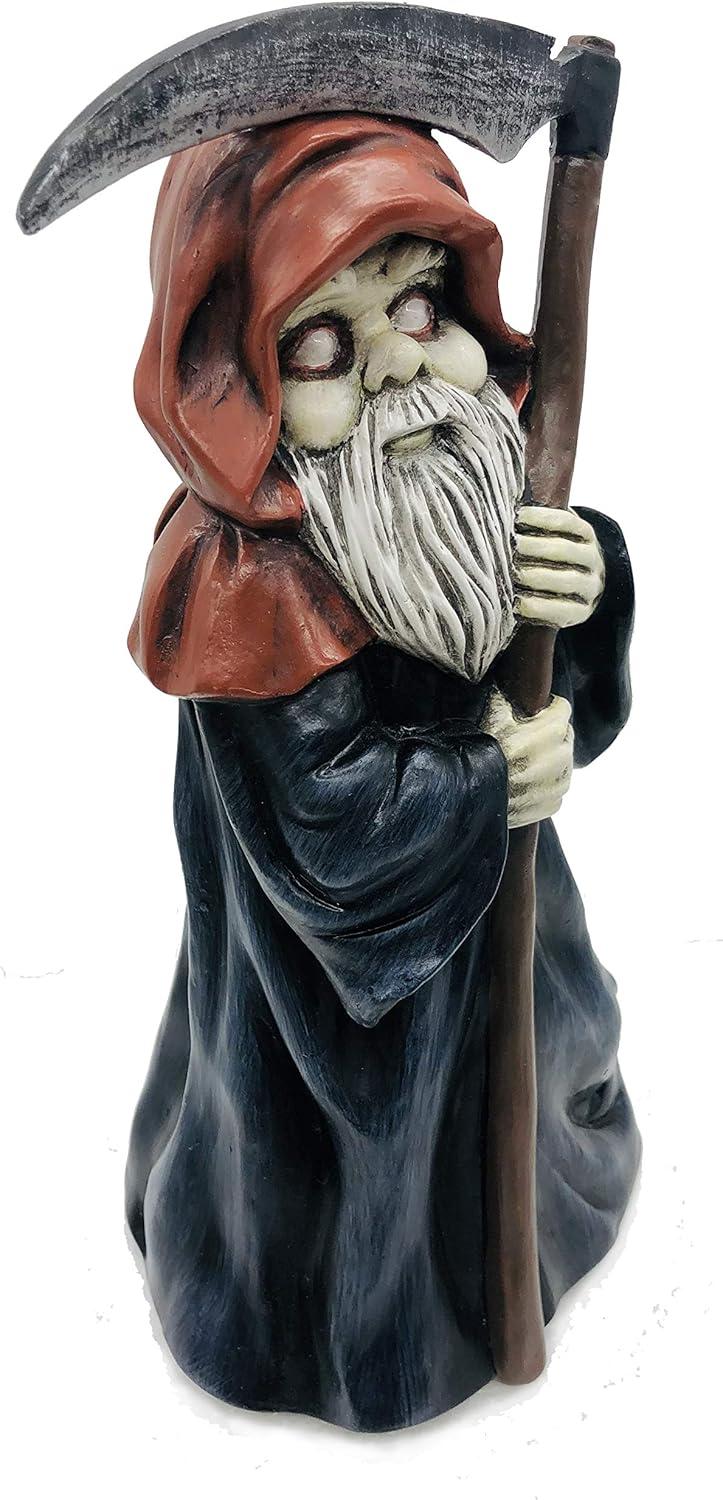 Grim Reaper Garden Gnome Statue - 8.5" Polyresin Halloween Decor