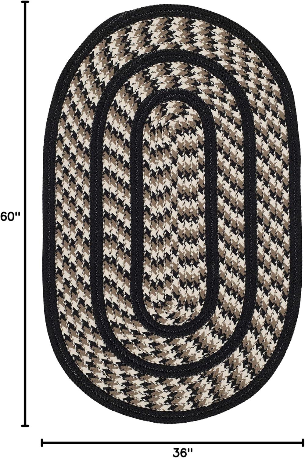 SAFAVIEH Braided Tanisha Bordered Reversible Area Rug, Ivory/Black, 3' x 5' Oval