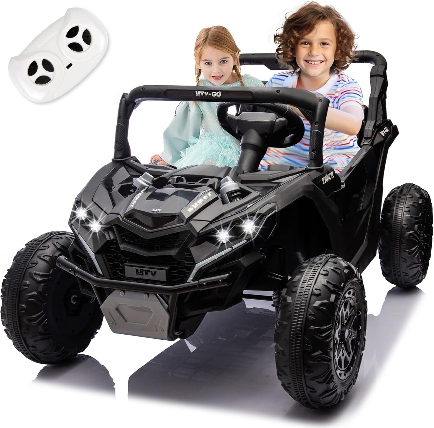 Ancheer 24V 7AH Real 2 Seater Ride On Toys For Big Kids W/ 20" Large Seat, Ride On UTV W/Remote Control, Bluetooth, 2X200W Powerful Motors, MP3, Lights, 4.5 Mph Max Speed, Power Car Wheels