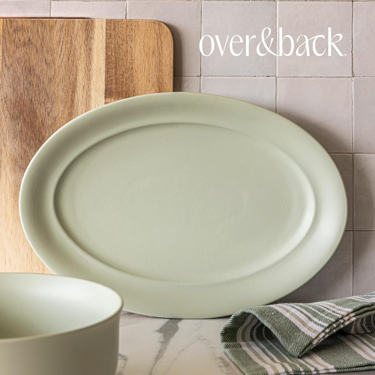 over&back Rimmed Oval Serving Platter - Semi - Perfect for Tabletop & Décor