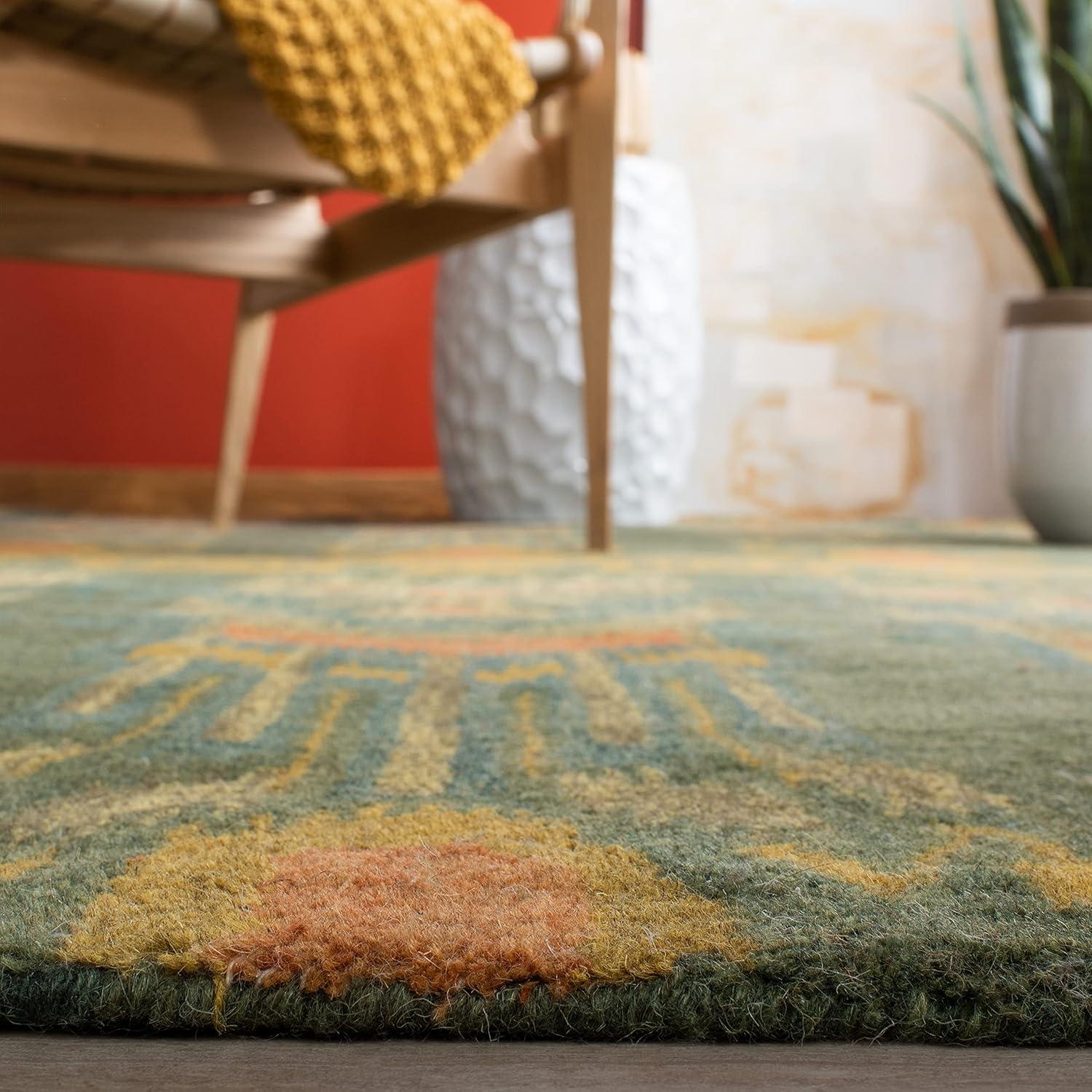 SAFAVIEH Ikat Crane Paisley Wool Area Rug, Olive/Gold, 3' x 5'