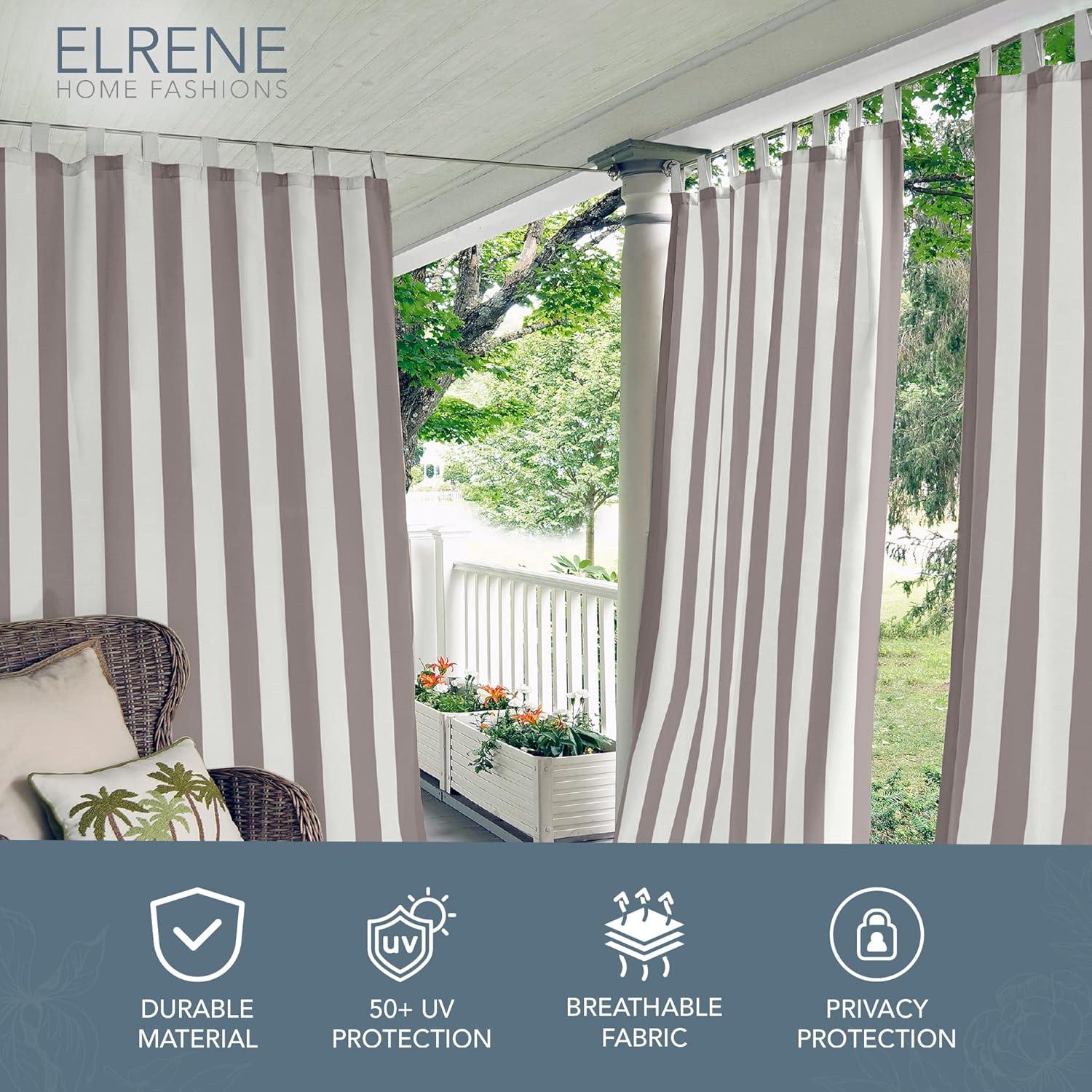 Elrene Highland Stripe Indoor/Outdoor Single Window Curtain for  Patio, Pergola, Porch, Cabana, Deck, Lanai - Elrene Home Fashions