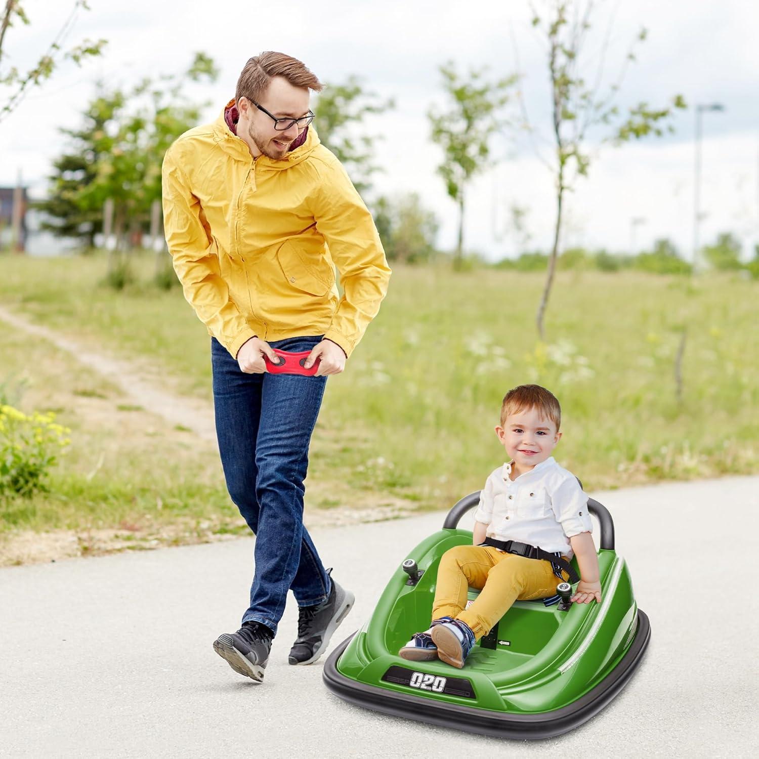 Green 12V Electric Kids Bumper Car with Remote Control