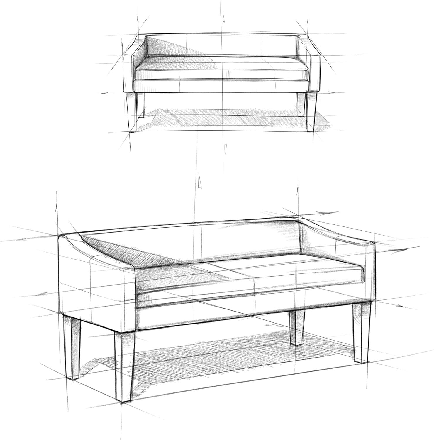 Platinum Upholstered Bench with Low Back and Swooped Arms