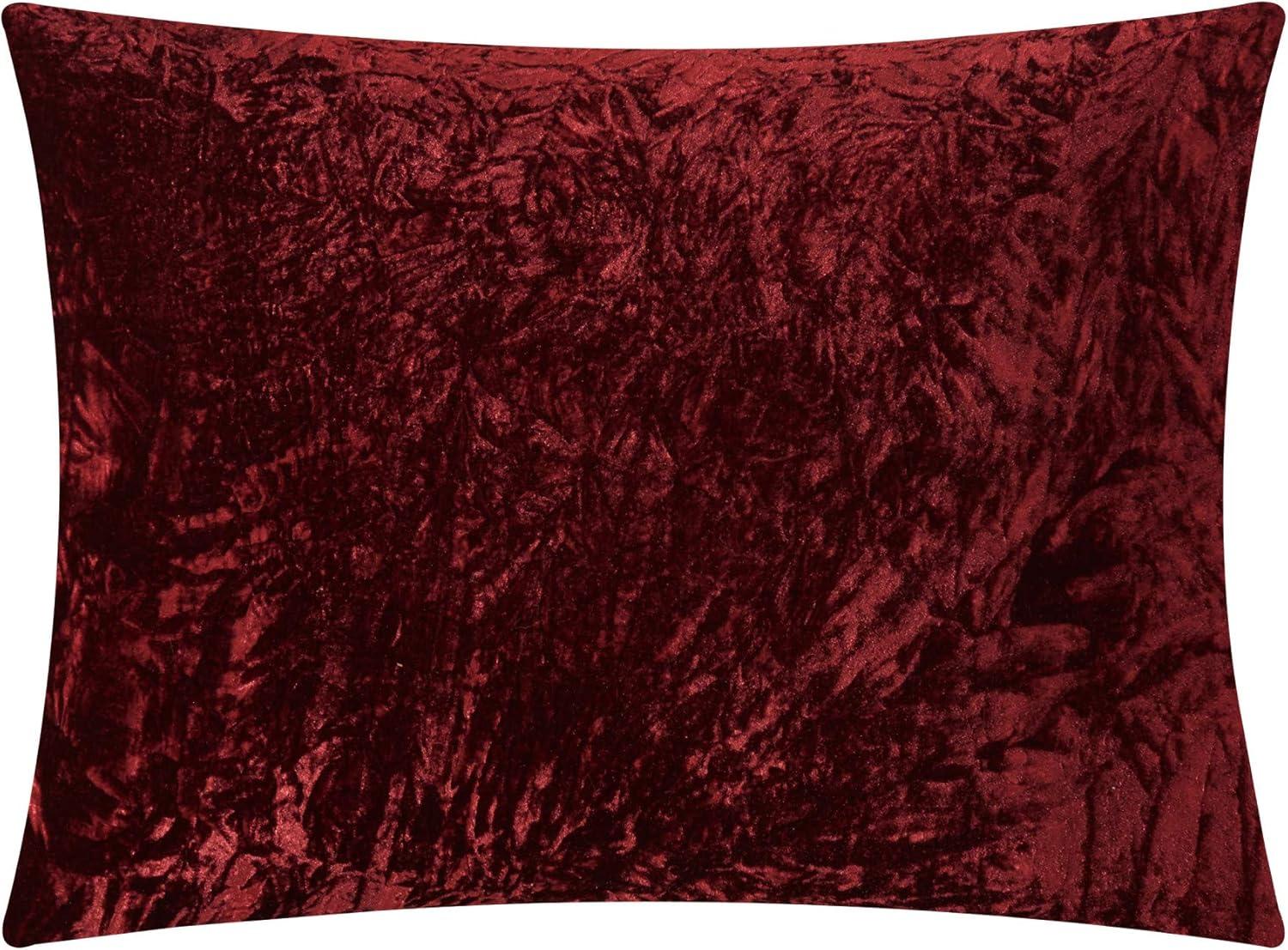 King Burgundy Crinkle Velvet Down Alternative Comforter Set